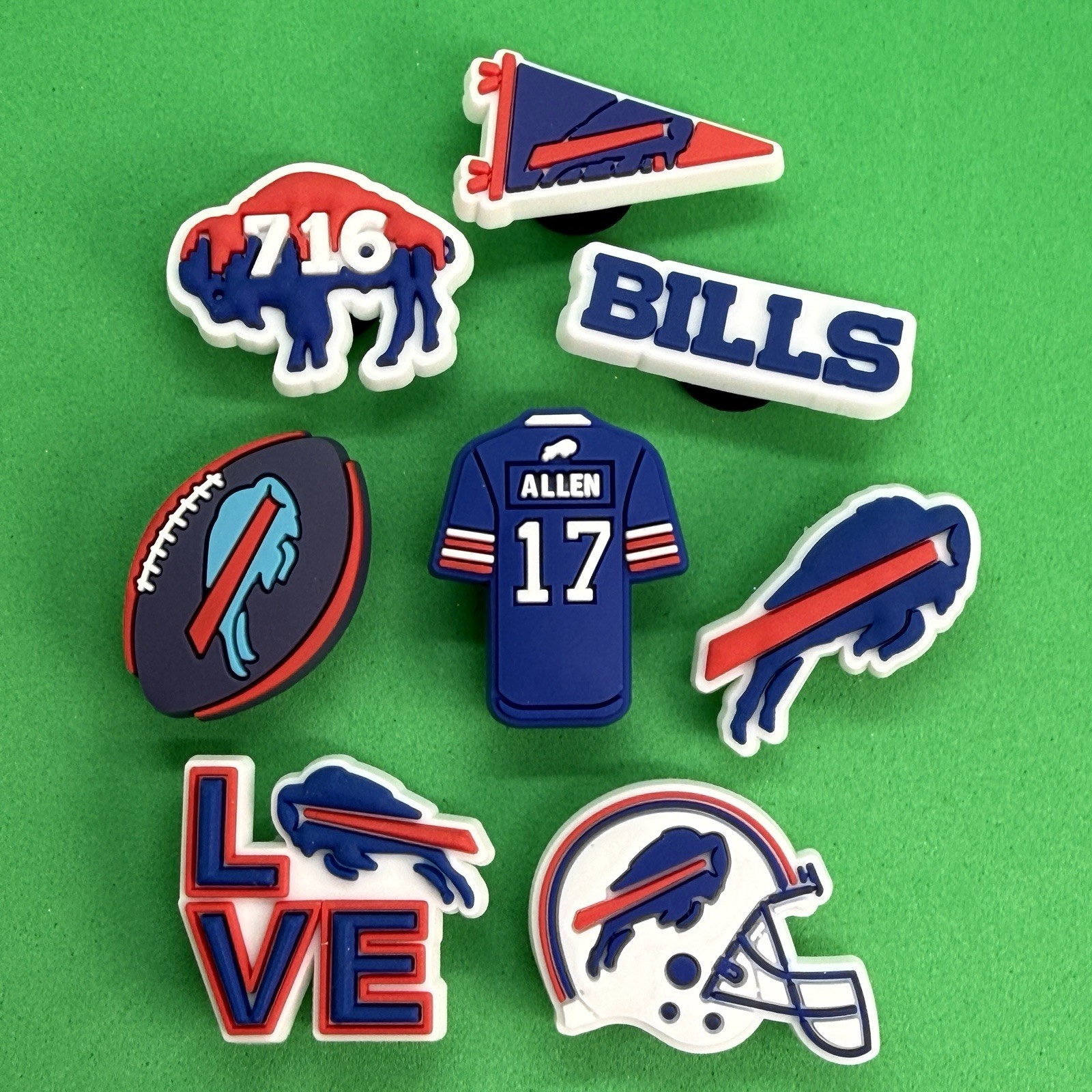 12-Pack Buffalo Bills Shoe Charms Mafia NFL Josh Allen Helmet Fan Charm