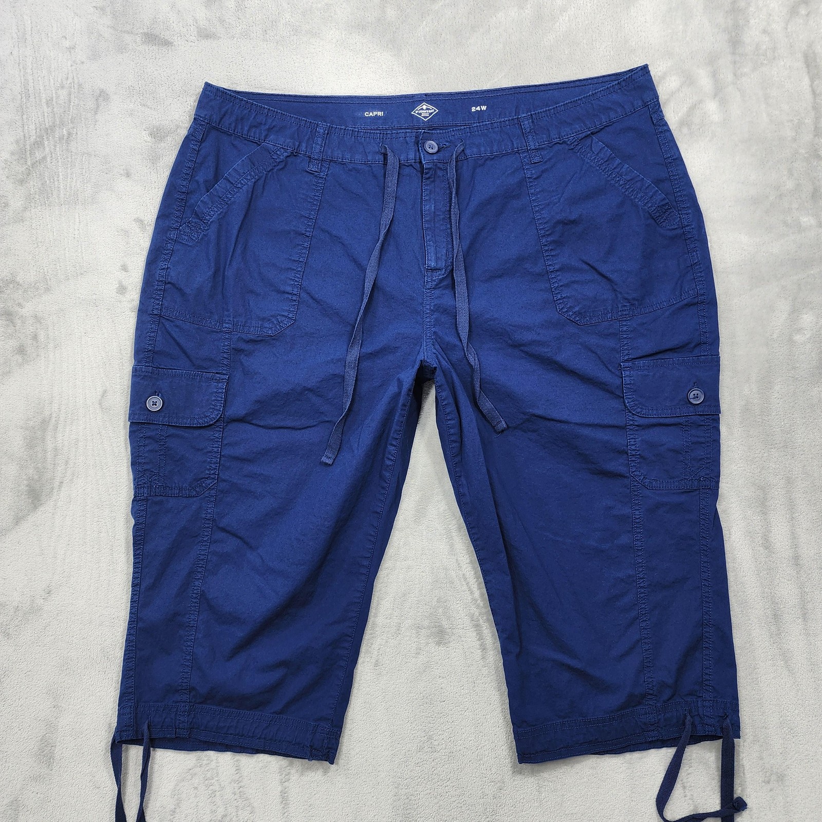 St. John’s Bay Pants Womens 24W Blue Capri Cargo Drawstring Stretch Casual