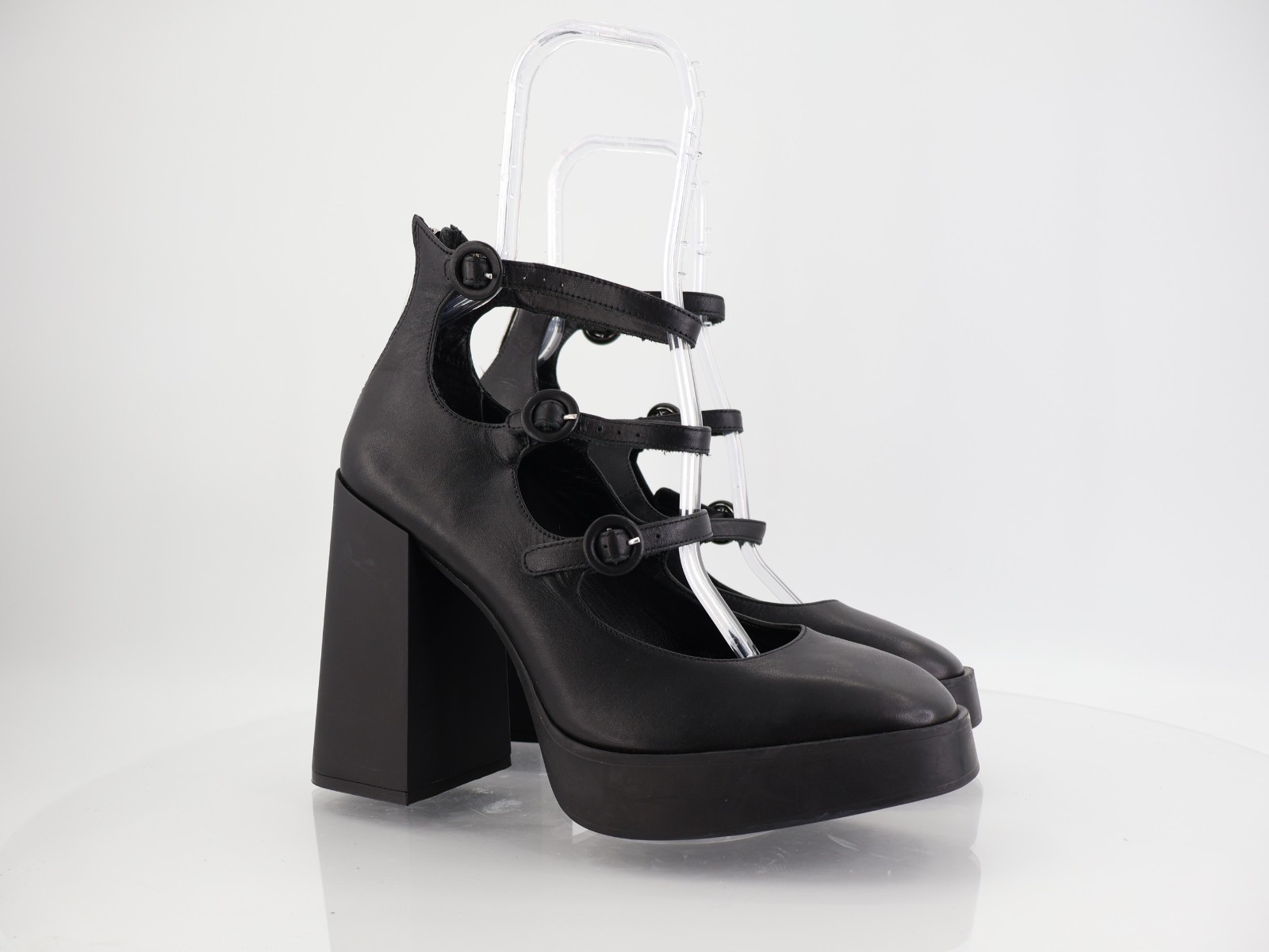 Larroude Alexa Gladiator Platform Heels Platform Pump Size 10 Black Leather Boho
