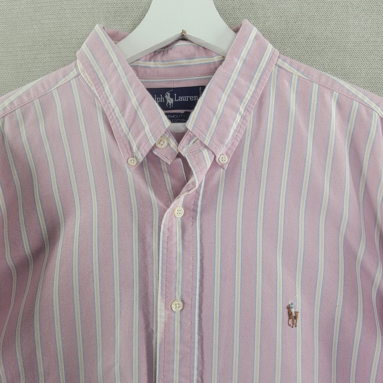 Ralph Lauren Mens Yarmouth Shirt 100% Cotton Oxford Flesh Pony Size 17 1/2 / 35