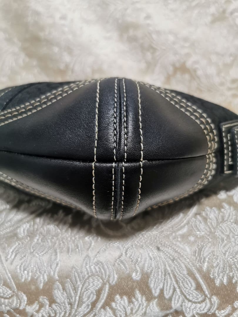 Coach One-Shoulder Bag Black 2154 Signature Canvas Leather Jacquard 9.8 inch