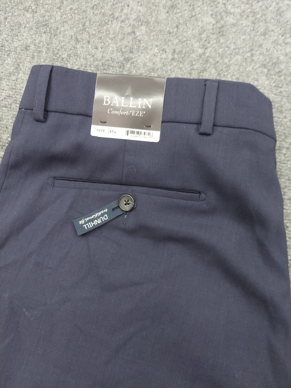 Ballin Pants Mens 35 Blue Super 120s Wool Dunhill Comfort Eze Unhemmed NWT