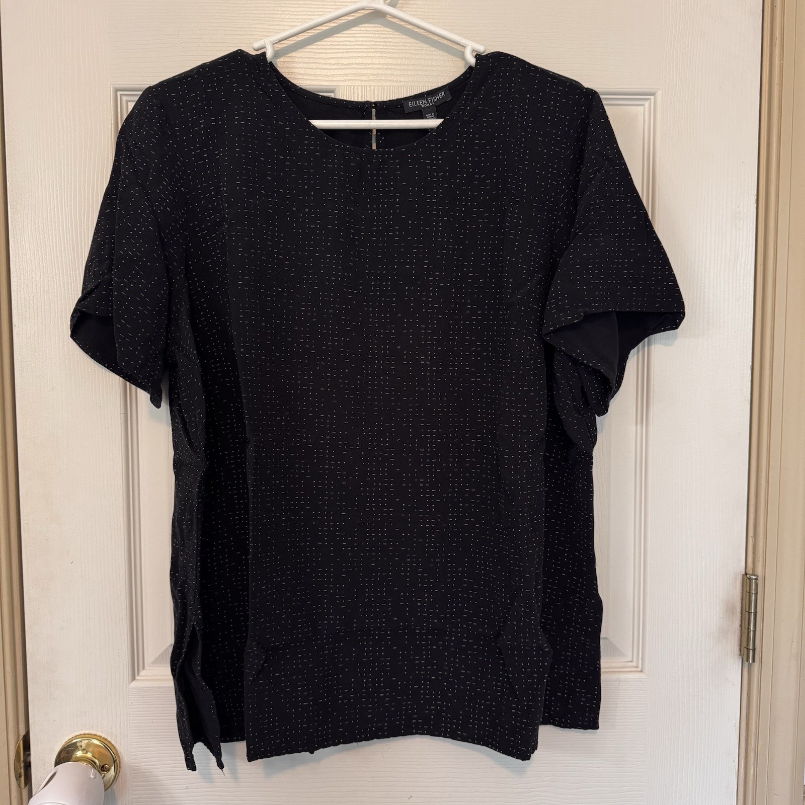 Eileen Fisher The Future Is Female Tencel Short Sleeve Blouse Specked Size 18W