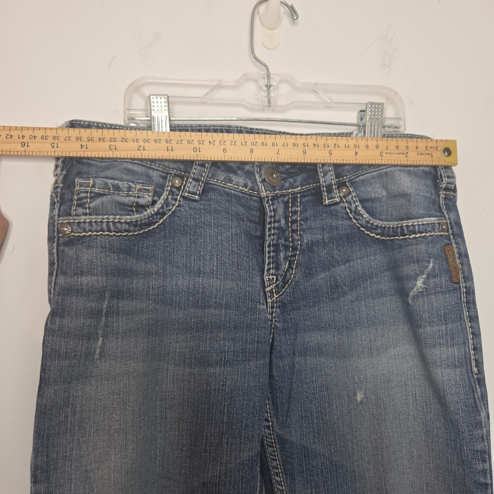 Silver Jeans Co Alex Bootcut Distressed Medium Wash Denim Jeans Womens 29×31