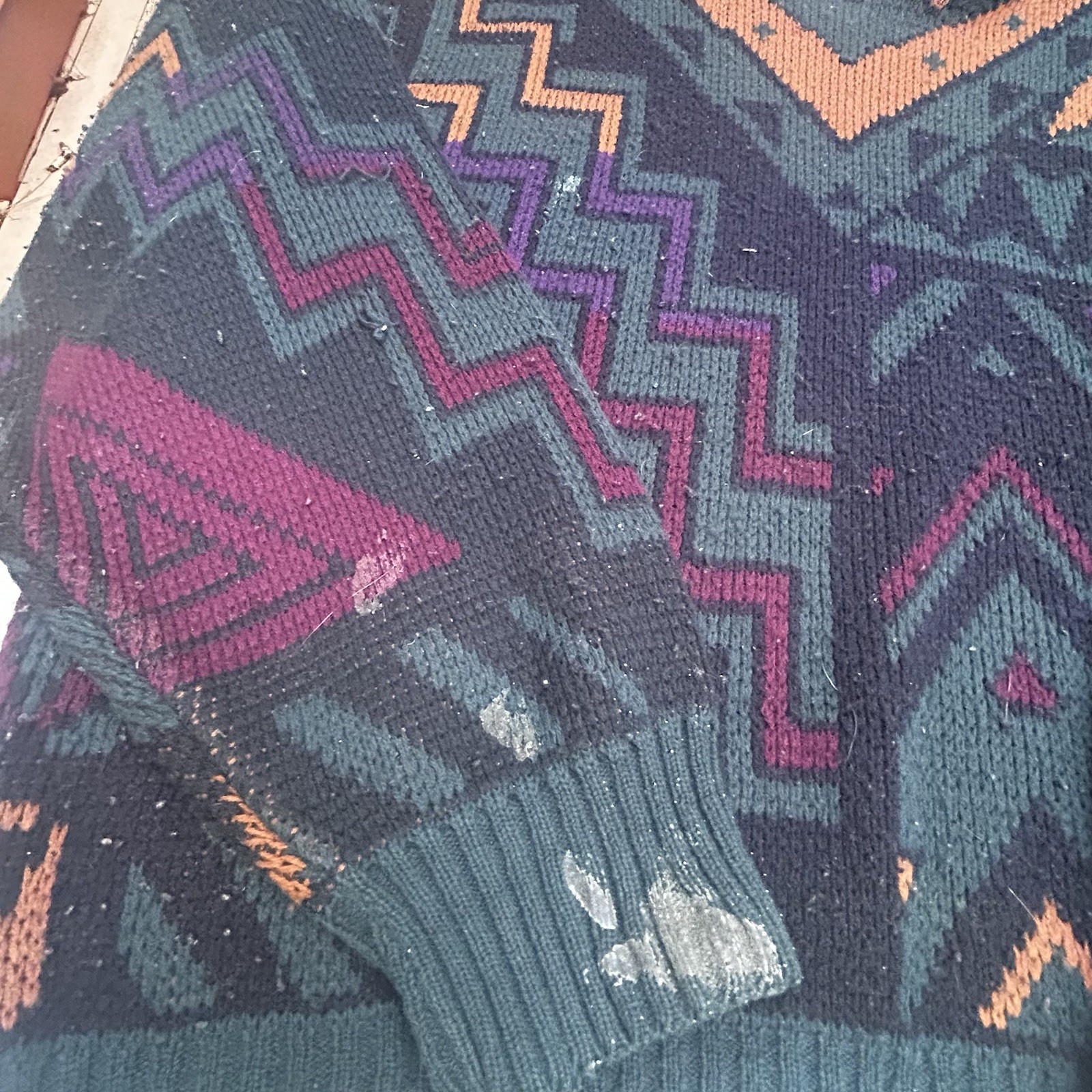 Sergio vintage 90s acrylic sweater with geometric pattern Size M. Stain As shown