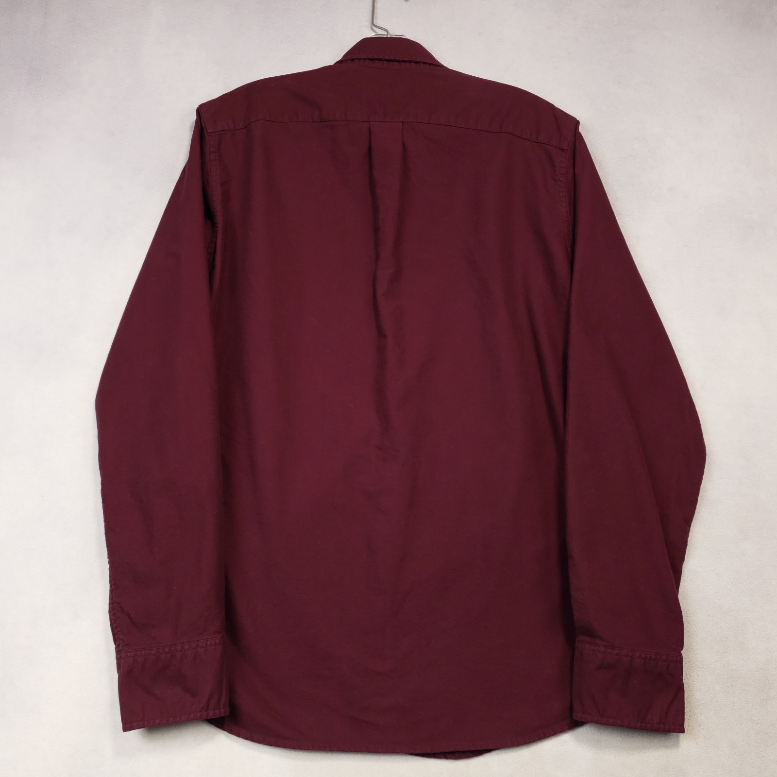 J Crew Oxford Button Down Shirt Men Size Small Slim Burgundy Cotton Long Sleeve