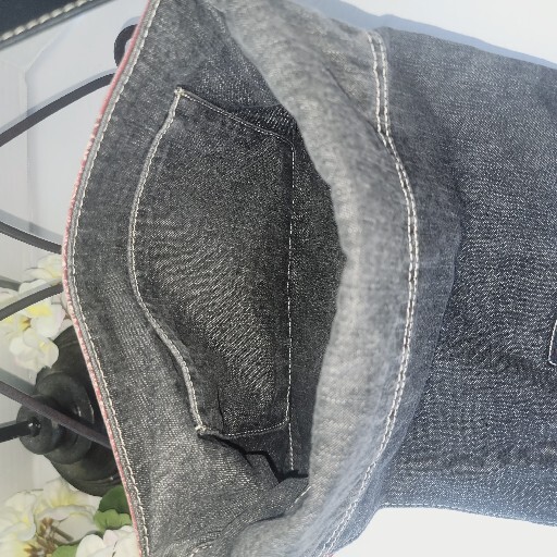 Reversible Purse Red Bandana or Solid Gray Denim by Reaction UNIQUE Cross Body