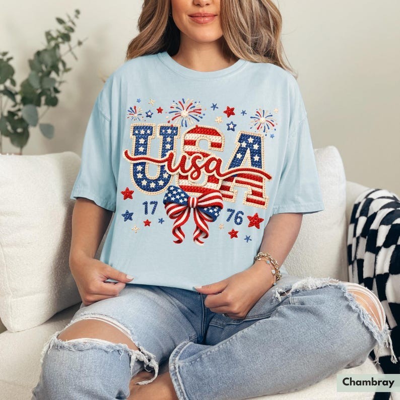 Comfort Colors USA Shirt for Independence Day TShirt for 4th of July – No Embro