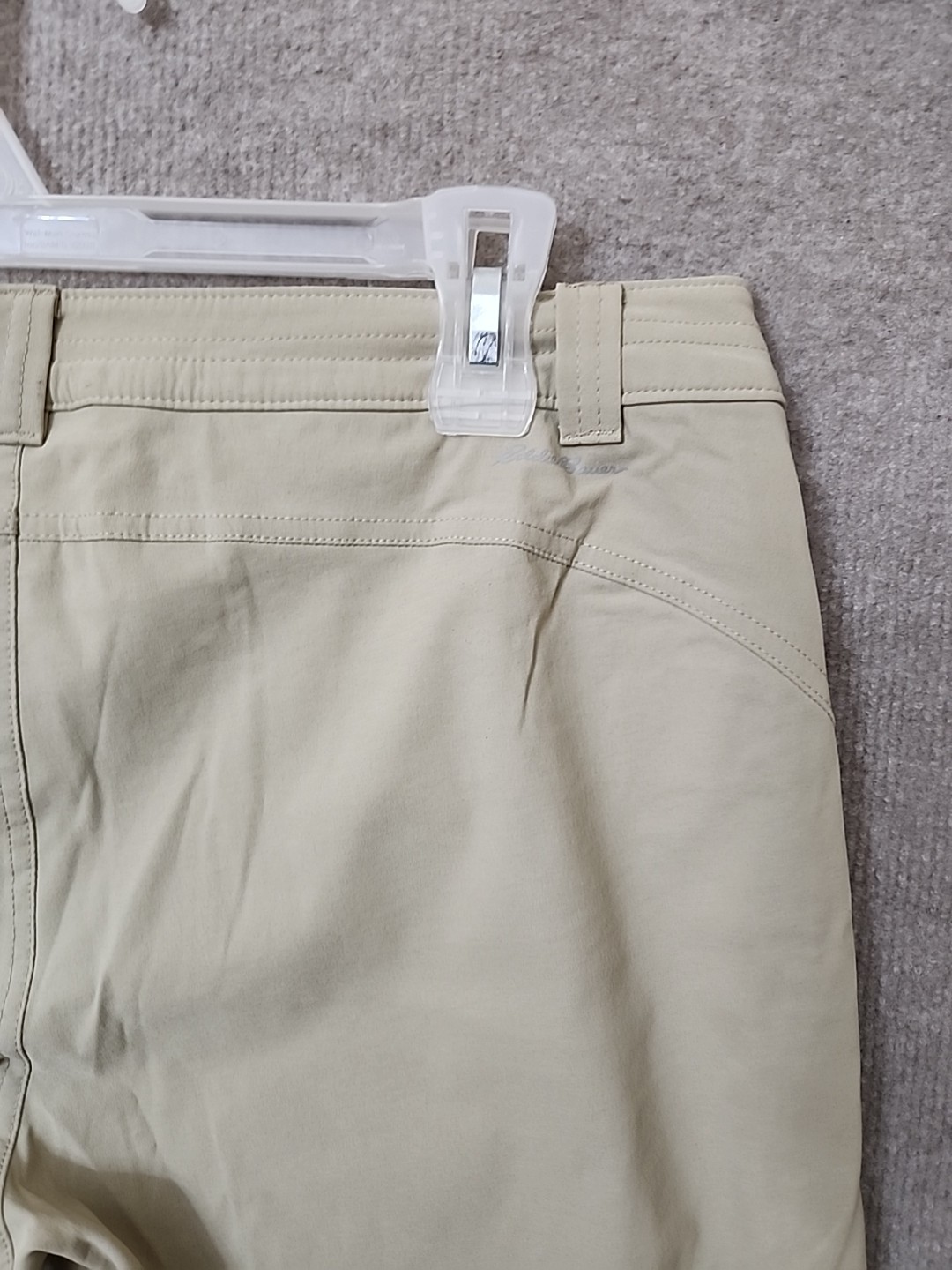 Eddie Bauer Rainier Capri Pants Womens 12 Tan Nylon Stretch Hiking UPF 50+
