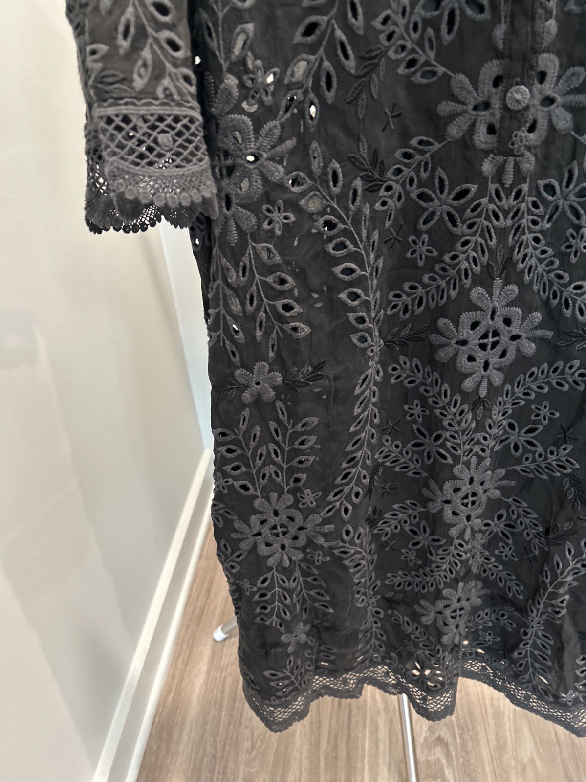 Johnny Was Black Eyelet Dress Size M
