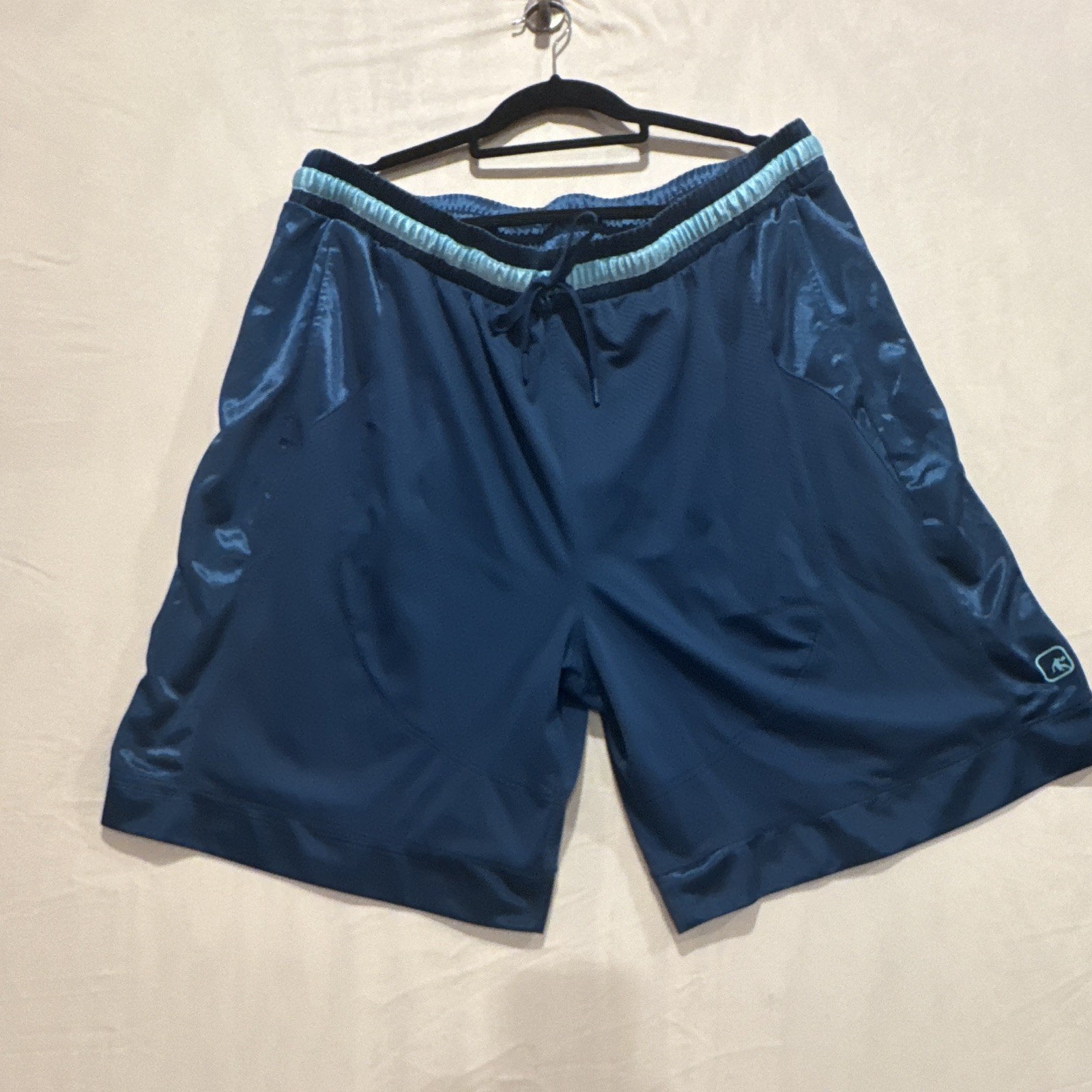 AND1 Men’s Blue Basketball Athletic Shorts Size L Jersey Polyester Pockets