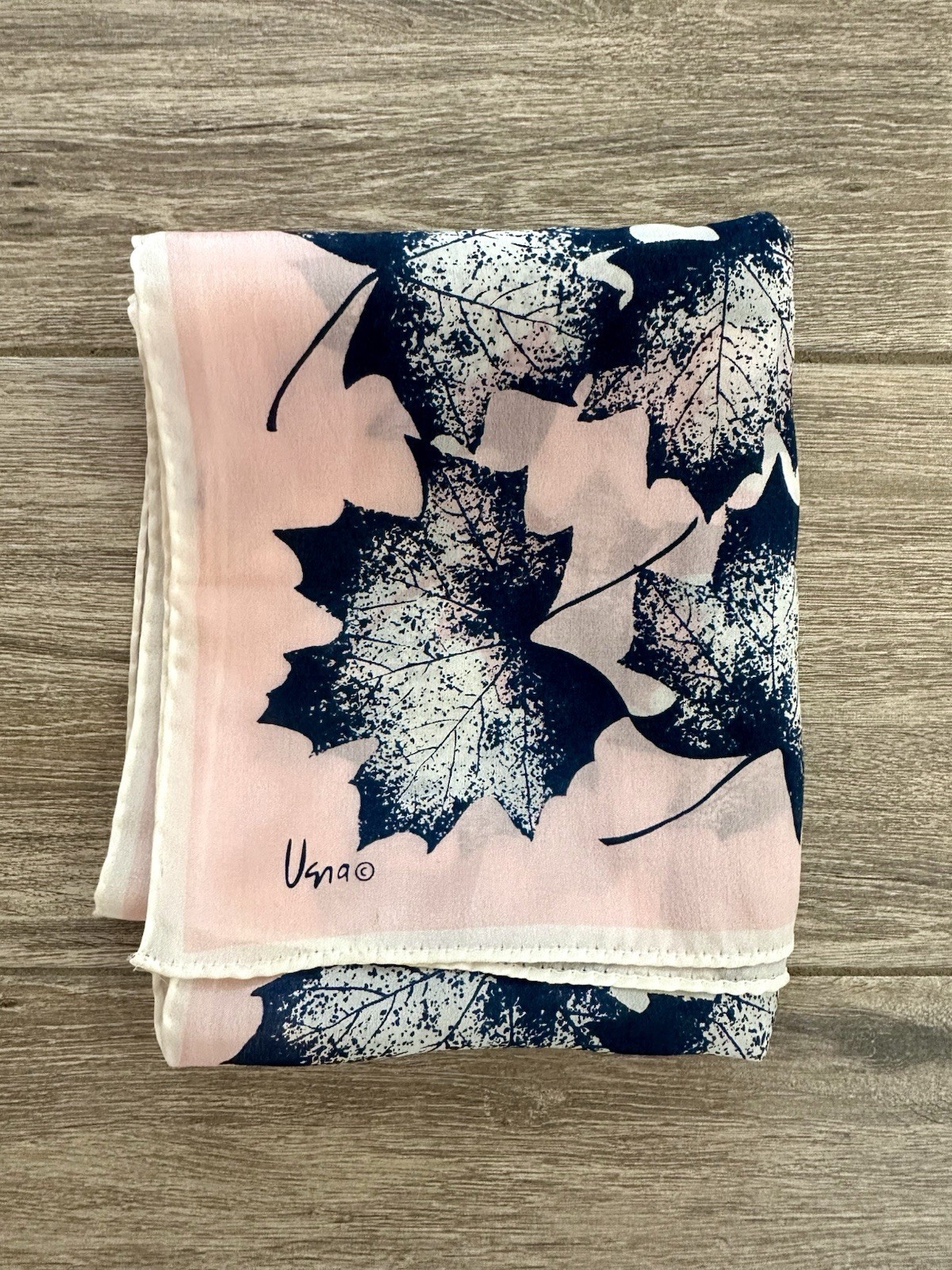 Vintage 60’s 70’s Vera Leaf Print Silk Long Rectangle Scarf 52.5×10.25”