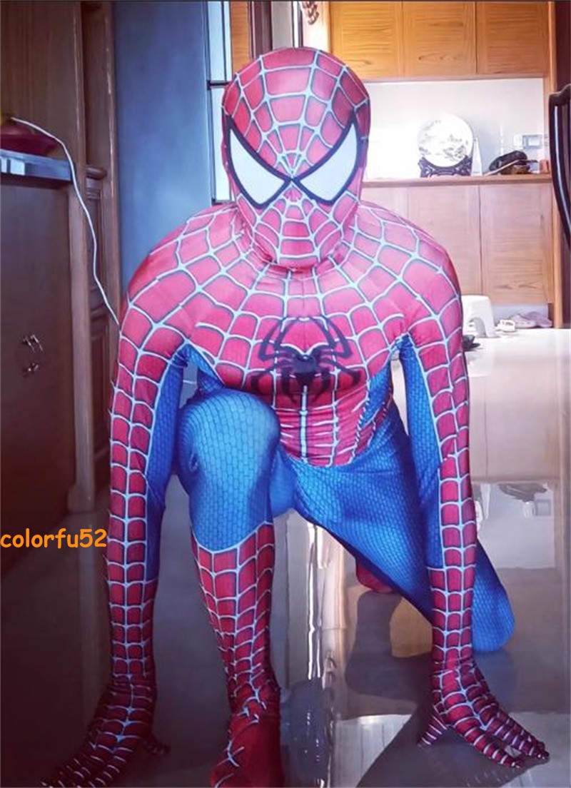 Amazing Spider-Man Tobey Maguire Cosplay Jumpsuit Mask Men Kid Halloween Costume