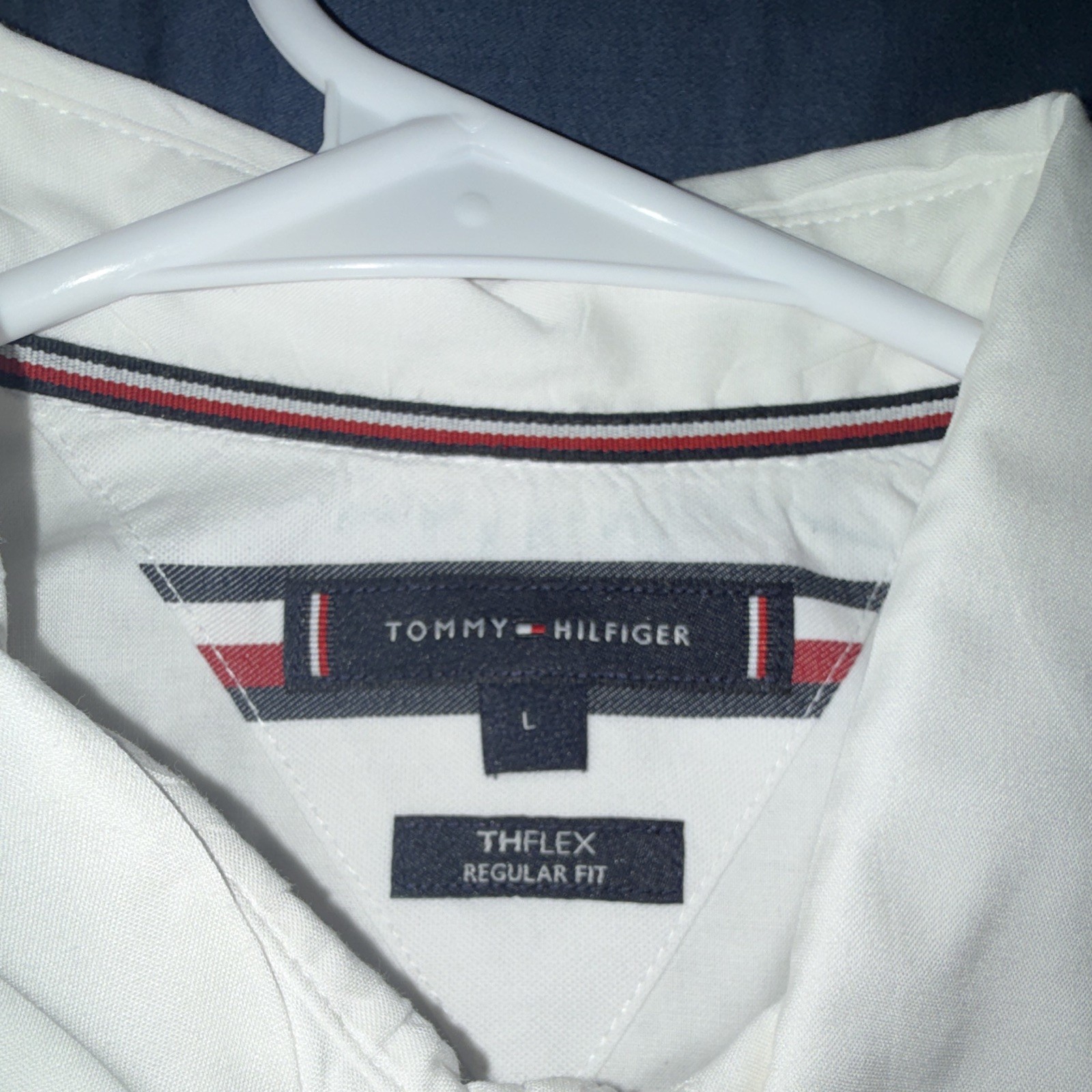 Tommy Hilfiger THFLEX Men’s L Regular Fit White Short Sleeve Button-Up Shirt