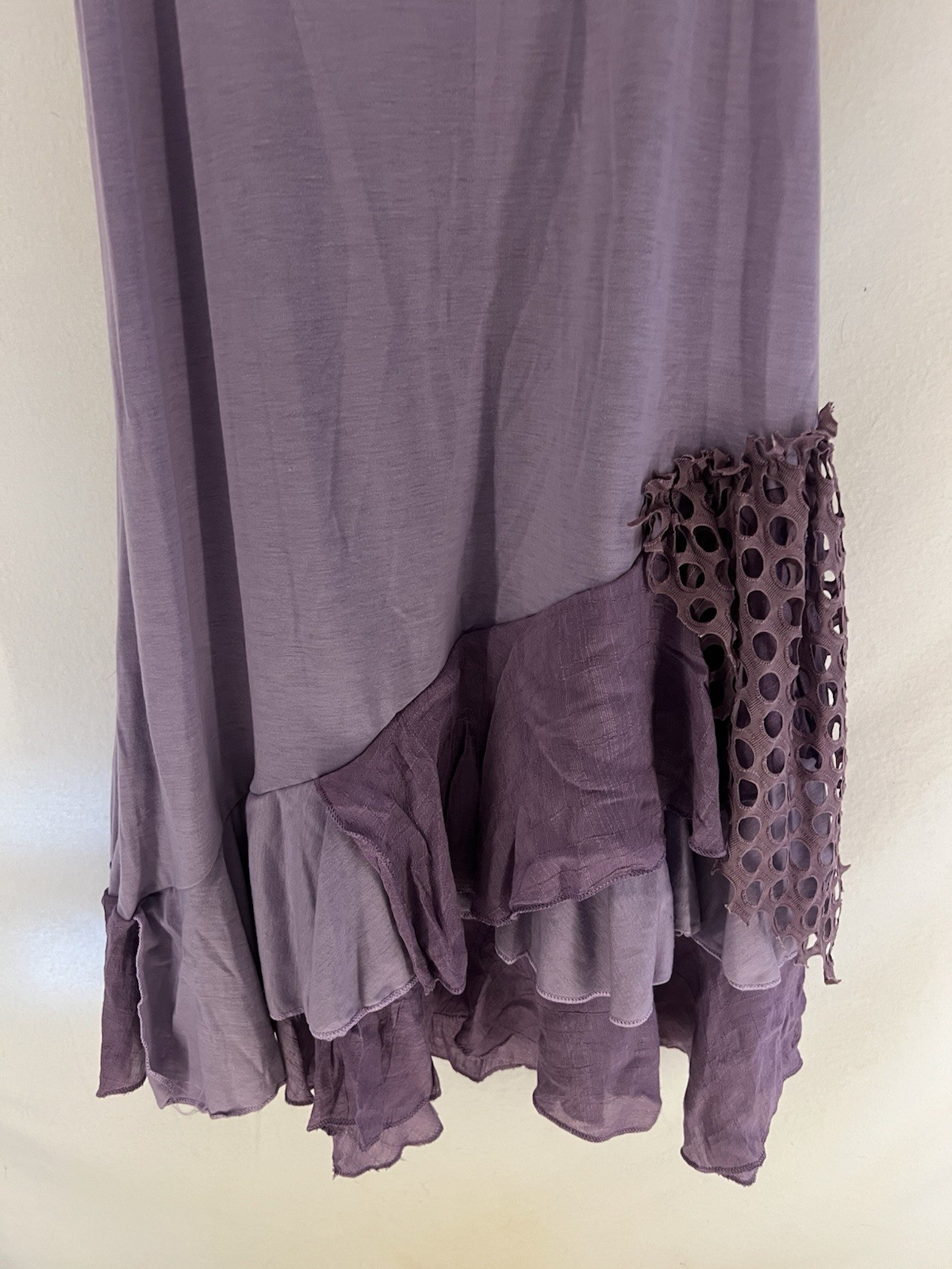 Pretty Angel Tunic 2 Piece Dress Ruffle Hem Boho Fairycore Lagenlook Size S
