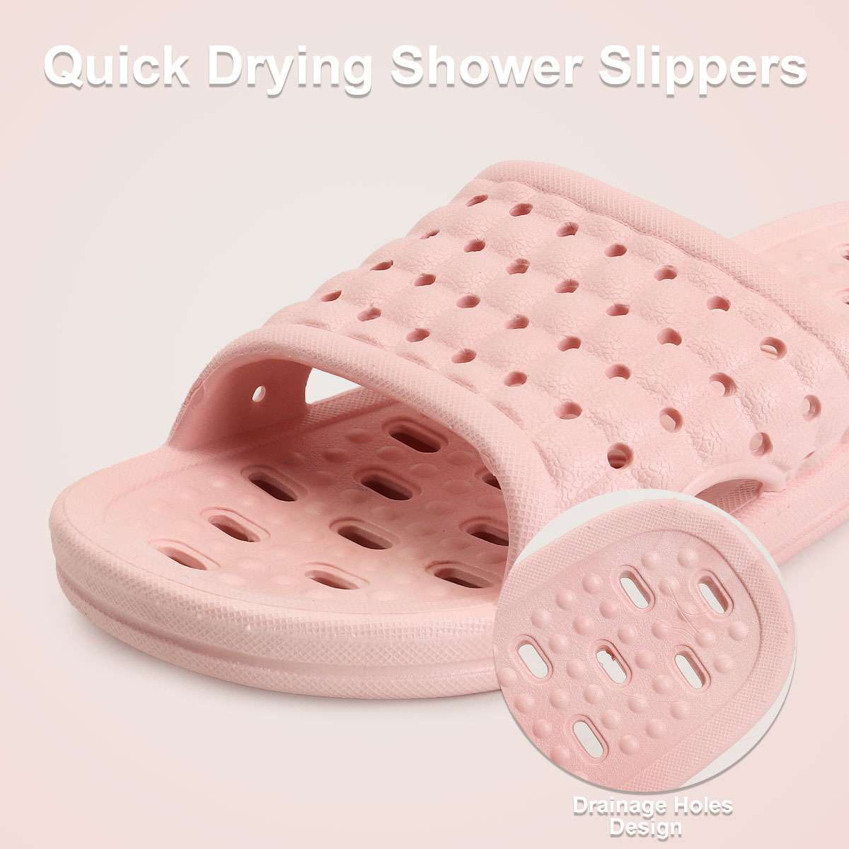 Shower Shoes Quick Dry Non-Slip Bathroom Slippers for Men Women Dorm Home Slides