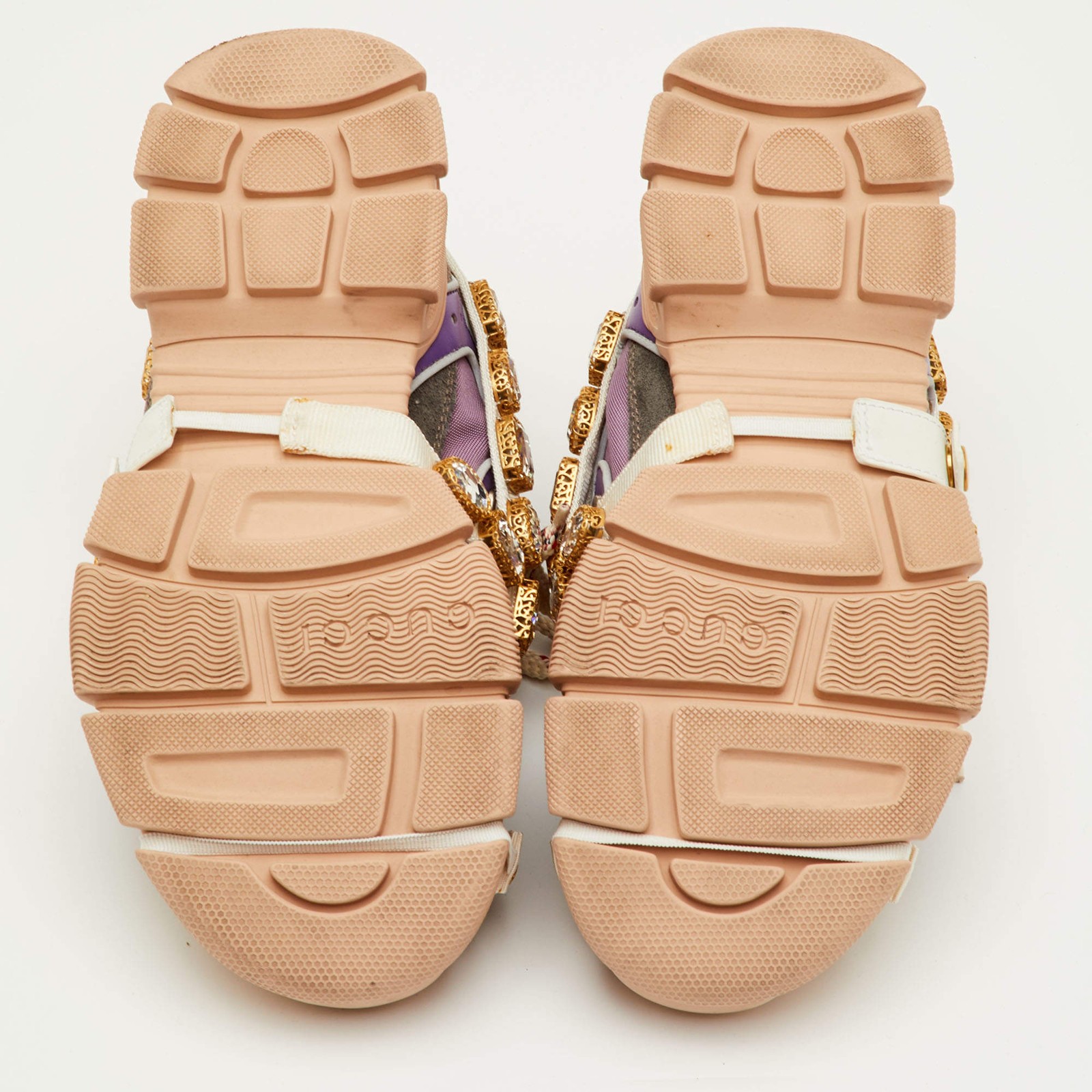 Gucci Flashtrek Size 37.5 Multicolor Mesh and Leather Removable Crystals