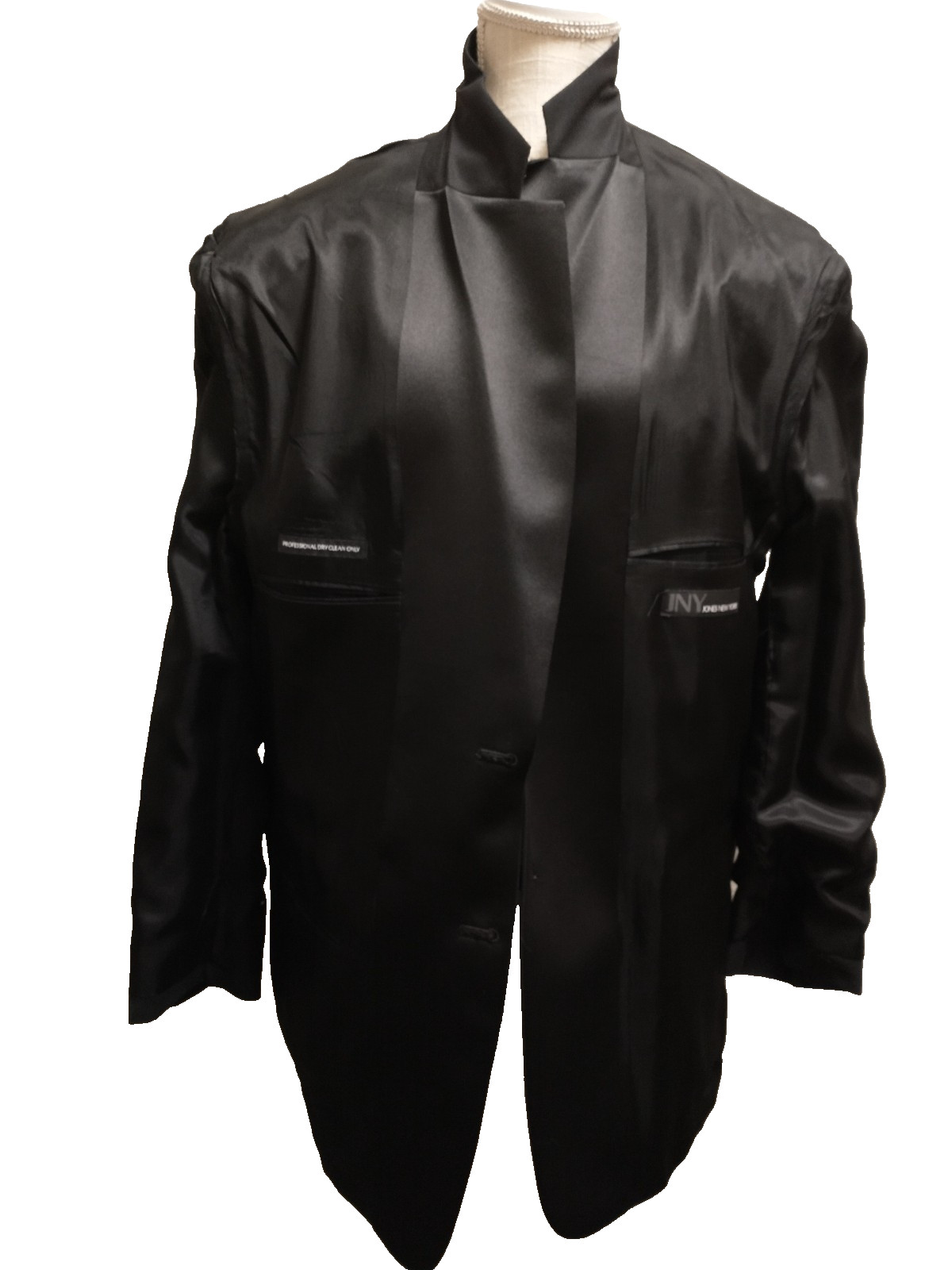 NWOT Jones New York Men Black 100% Wool Satin Detail 2 Button Tuxedo Blazer 46R