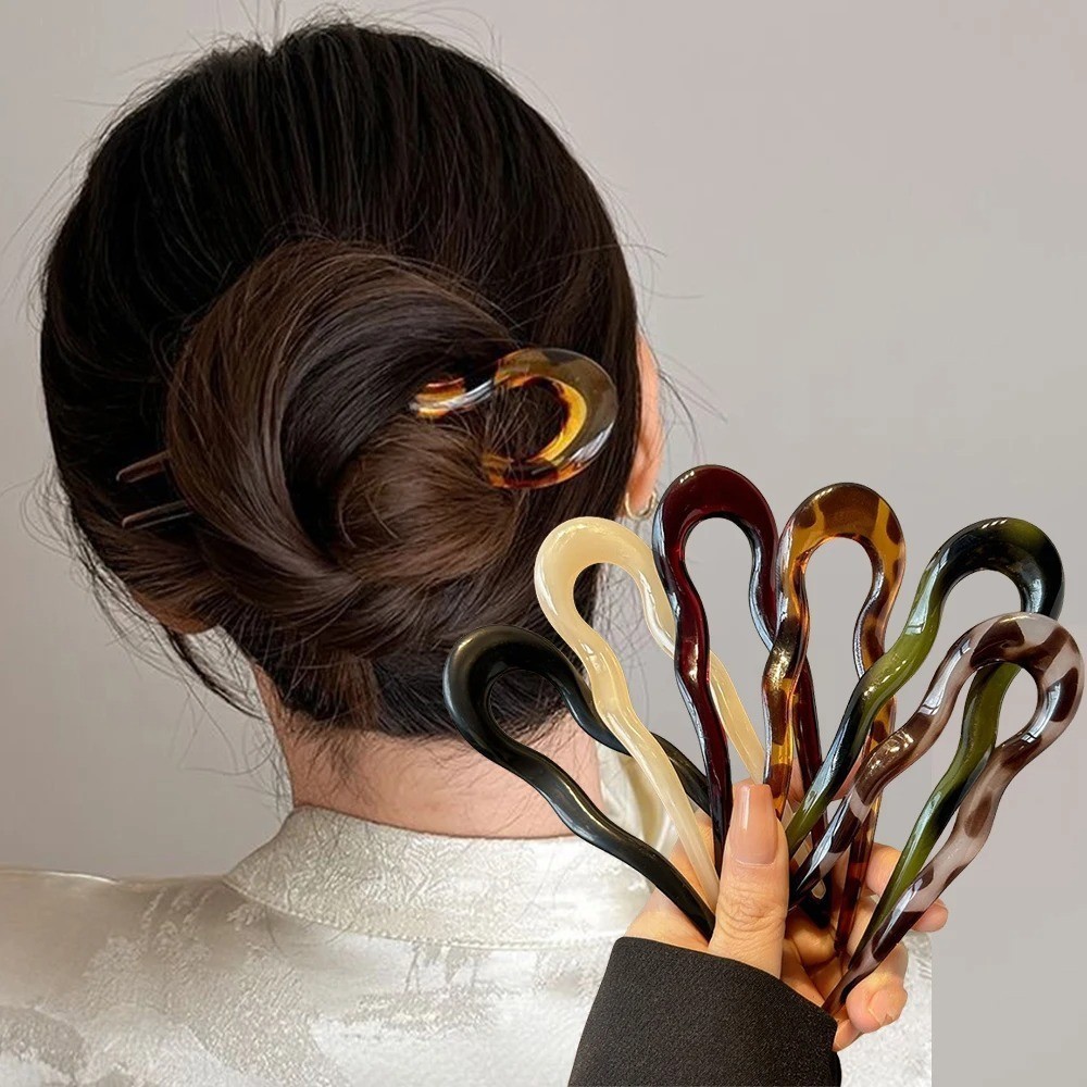 U-Shaped Hair Fork Tortoiseshell Acetate Acrylic Hairpin Fashion Hair Stick
