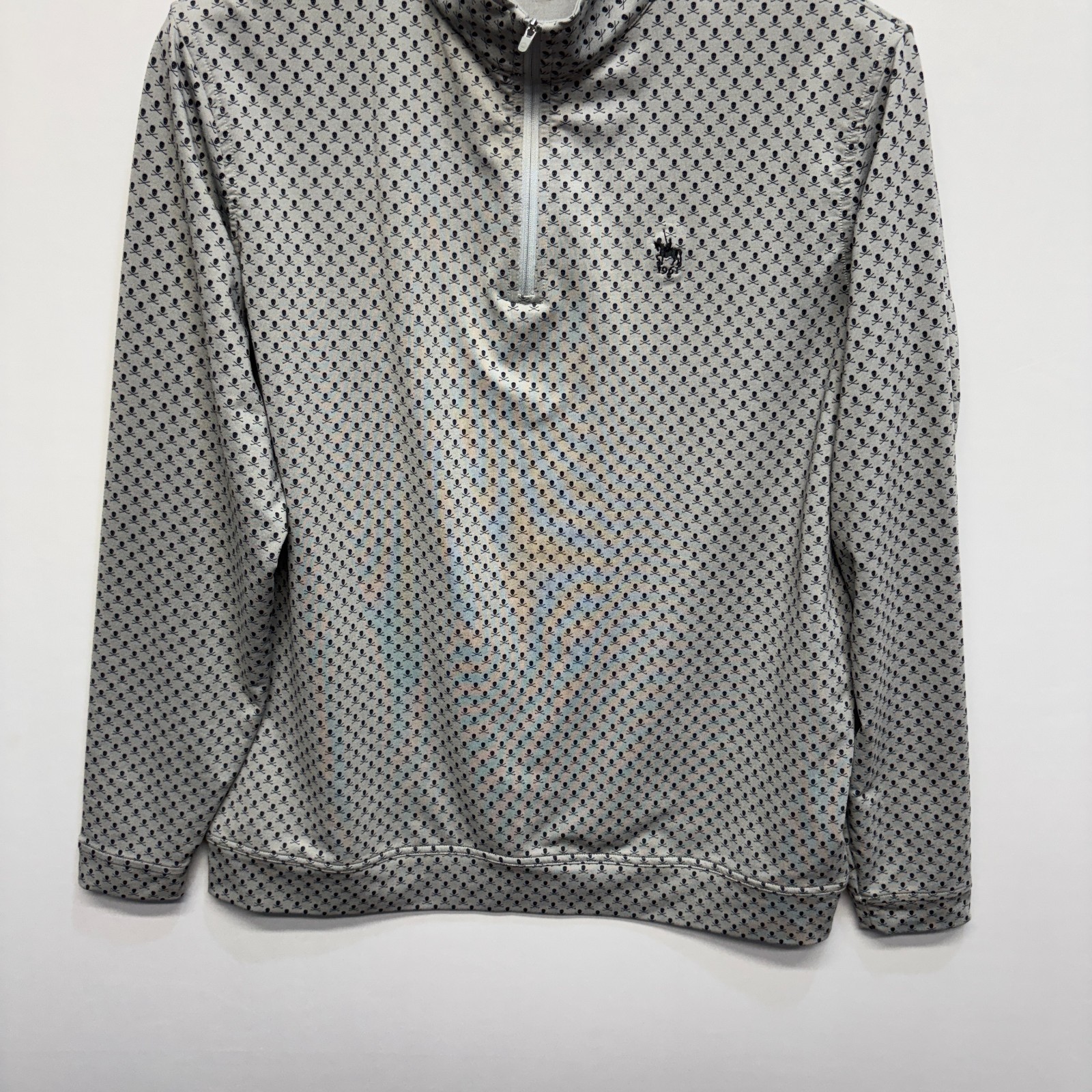 Peter Millar Men 1/4 Zip Pullover Golf Top Size Large Skull Prints C103 -16