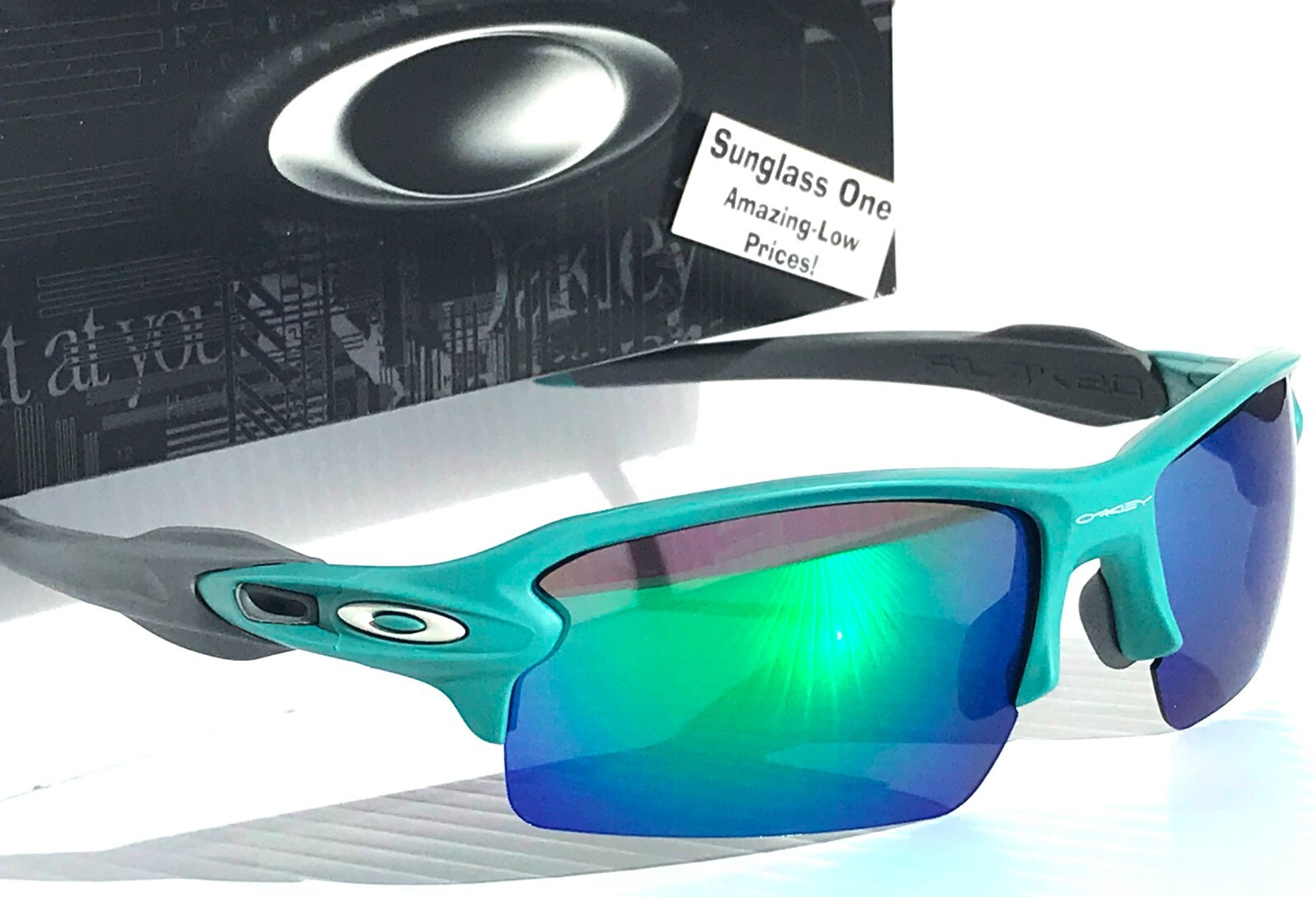 NEW Oakley FLAK 2.0 Matte Pacific Green POLARIZED Galaxy Jade Sunglass 9188