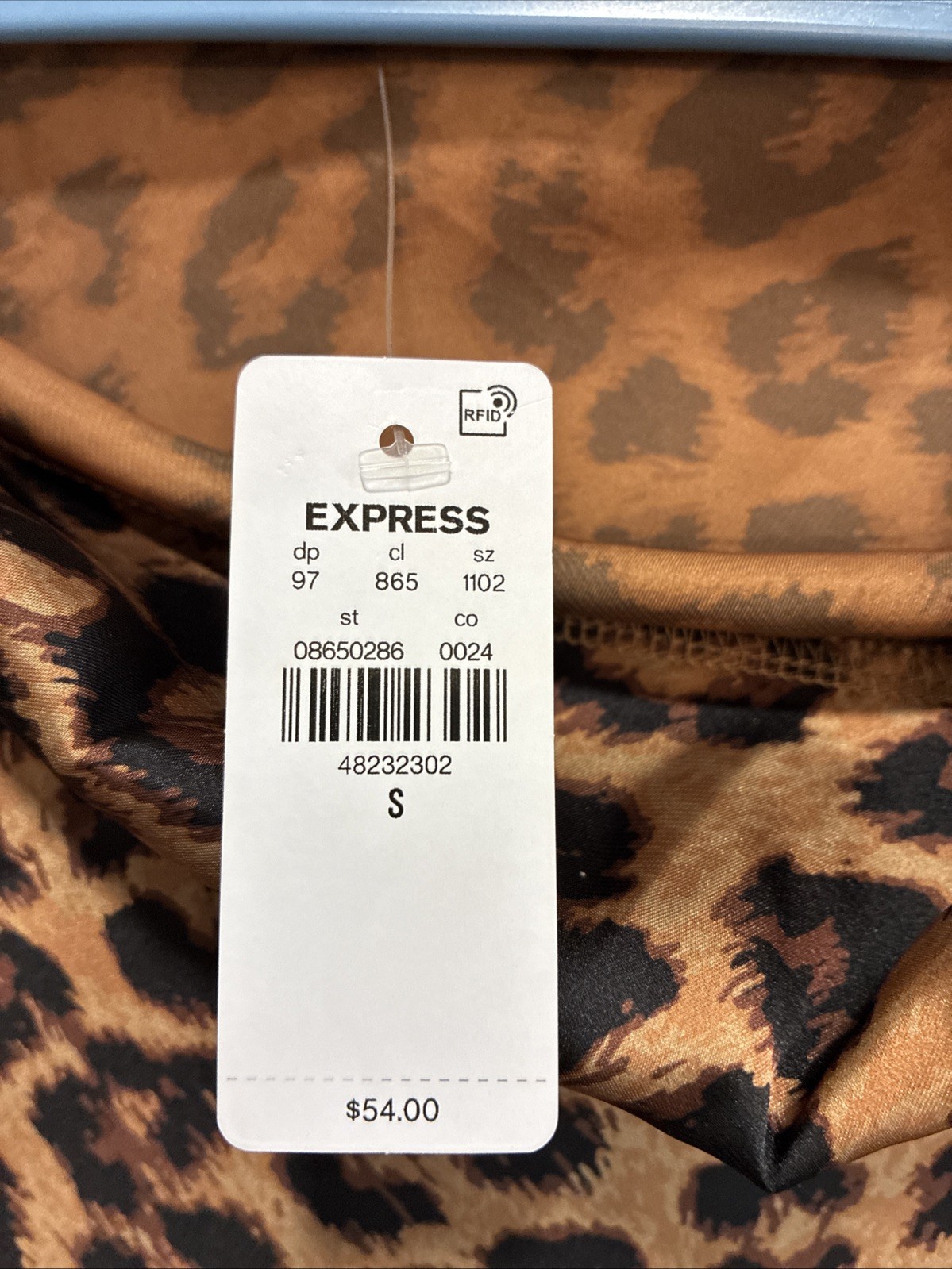 NWT EXPRESS Leopard Print Puff Sleeve Cropped Women’s Off Shoulder Blouse Size S