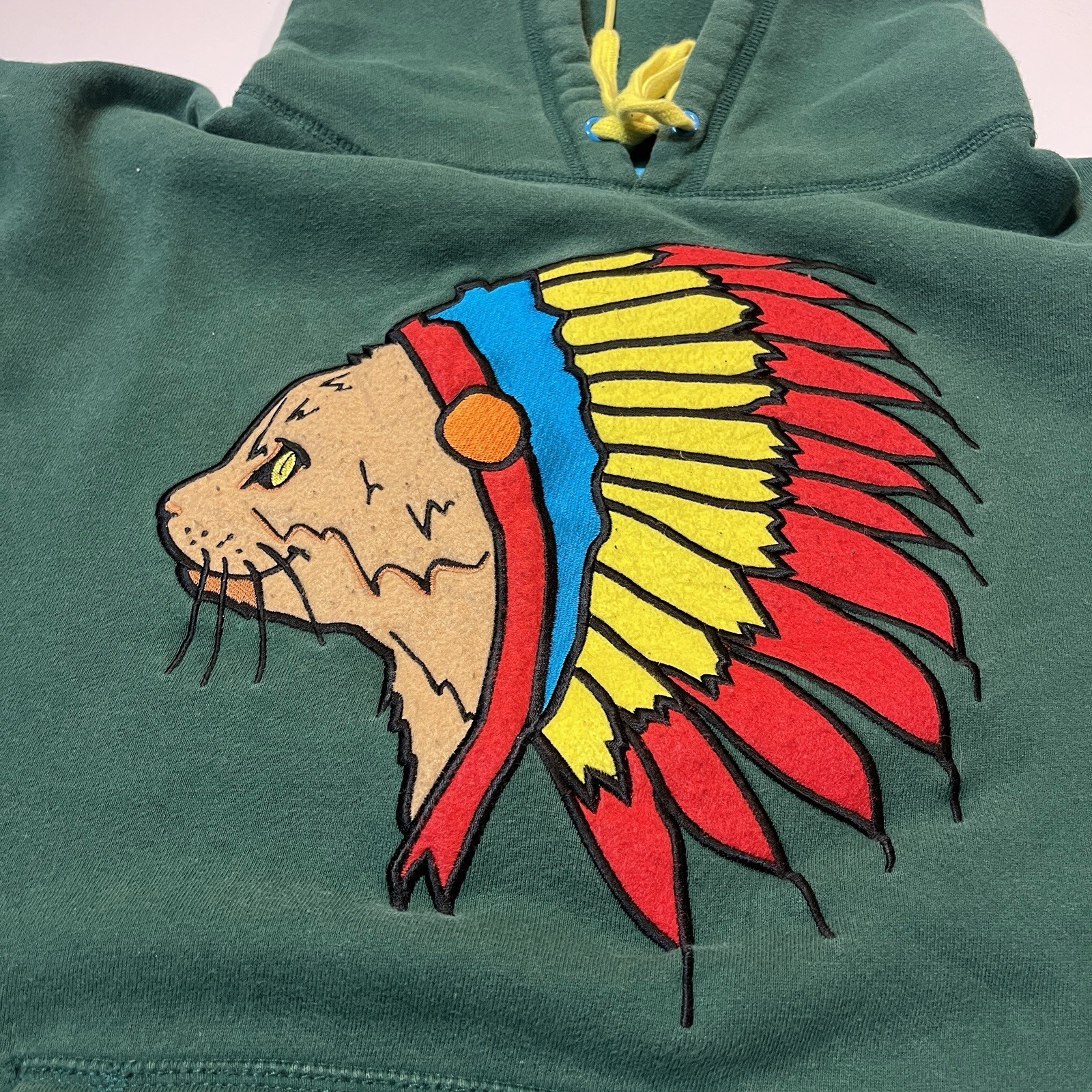 Golf Wang Hoodie Native Cat Tyler The Creator Medium Embroidered Green Indian