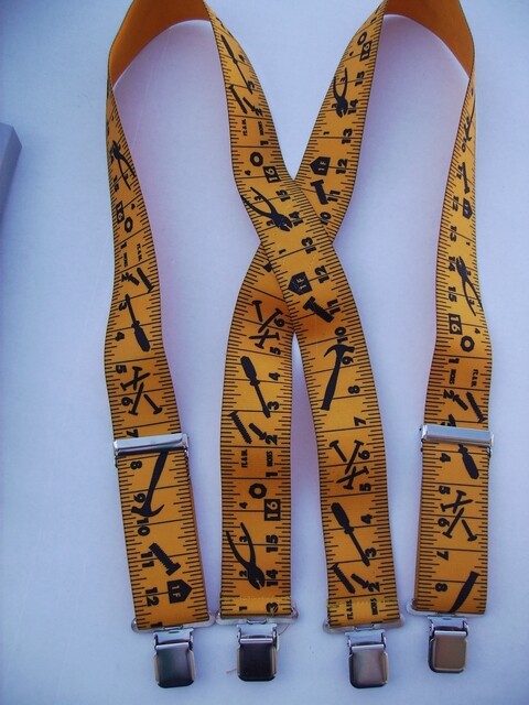 Men’s X+Y Design Suspenders: Tape Rule, Tmye, Clips, Snaps, USA Made