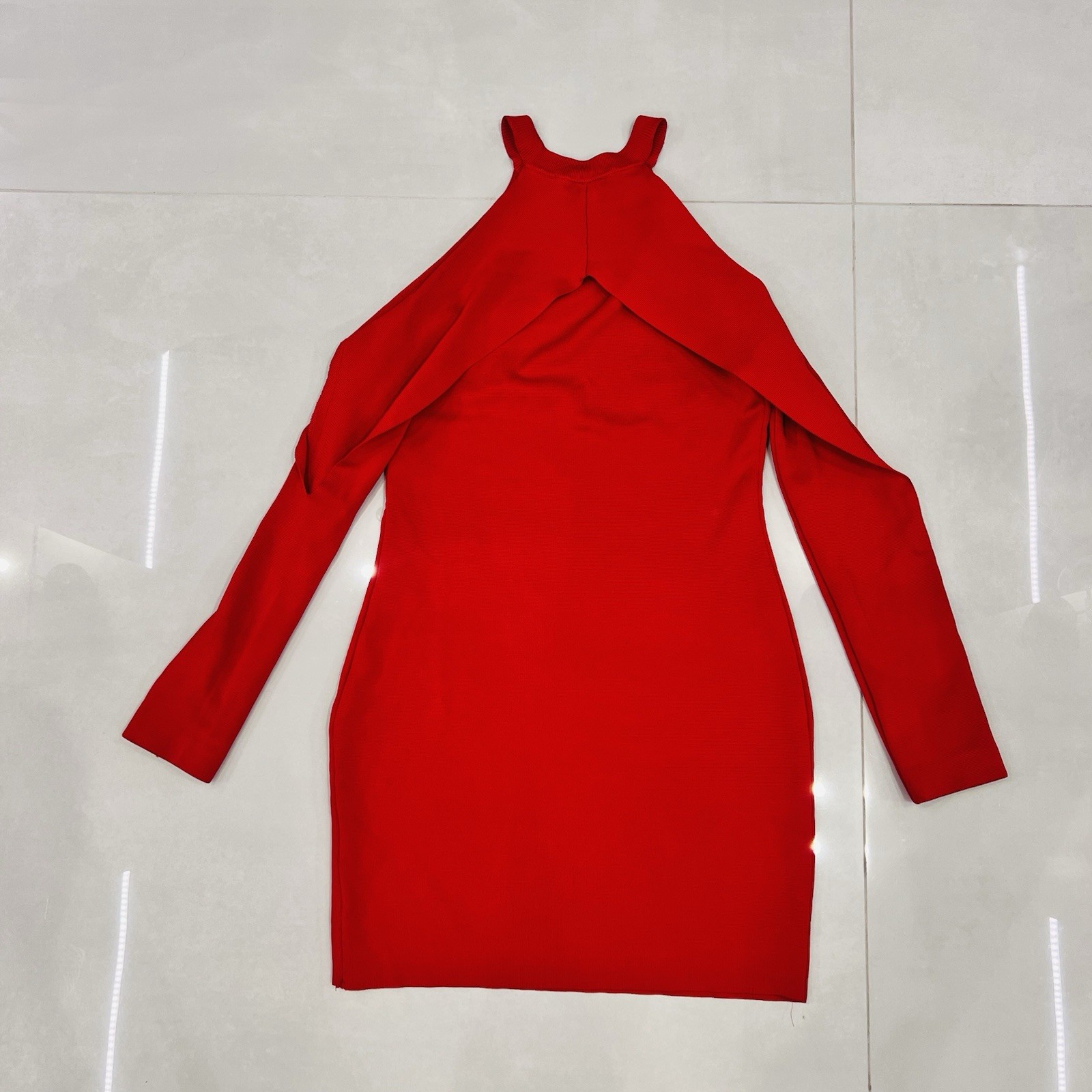 Dion Lee Women’s Sleeve Release Stretch Knit Dress- Cherry Red- (US 6)