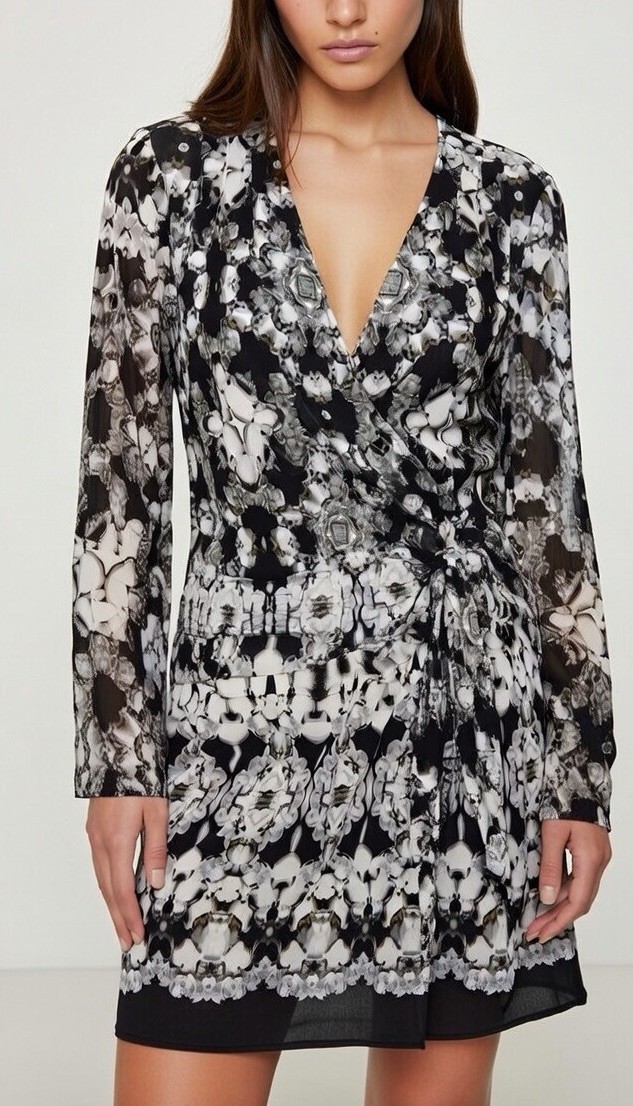 Cache Dress Check Description Sz Sm Gorgeous Print Versailles Print