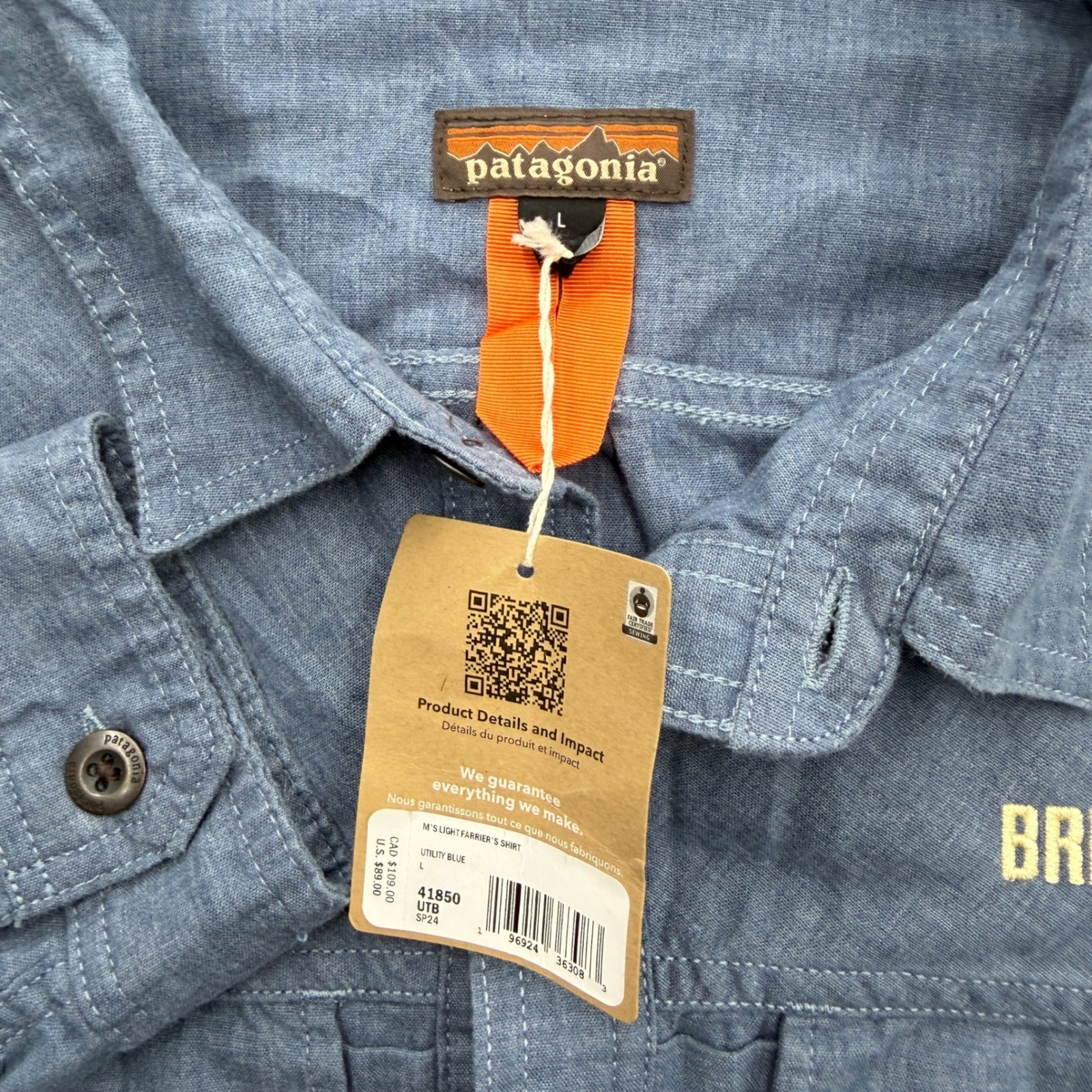 Patagonia Mens Light Farrier Shirt Utility Blue Hemp Blend Large 41850 SP24 NWT