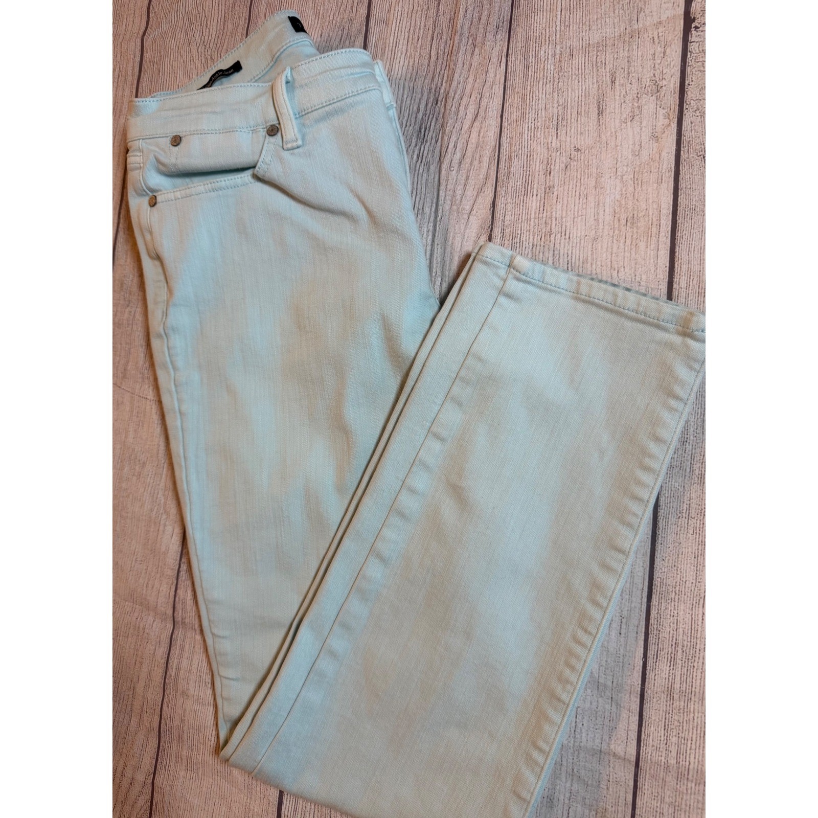 Talbots Womens Mint Turquoise Light Blue Slim Ankle Denim Jeans Pastel Size 6