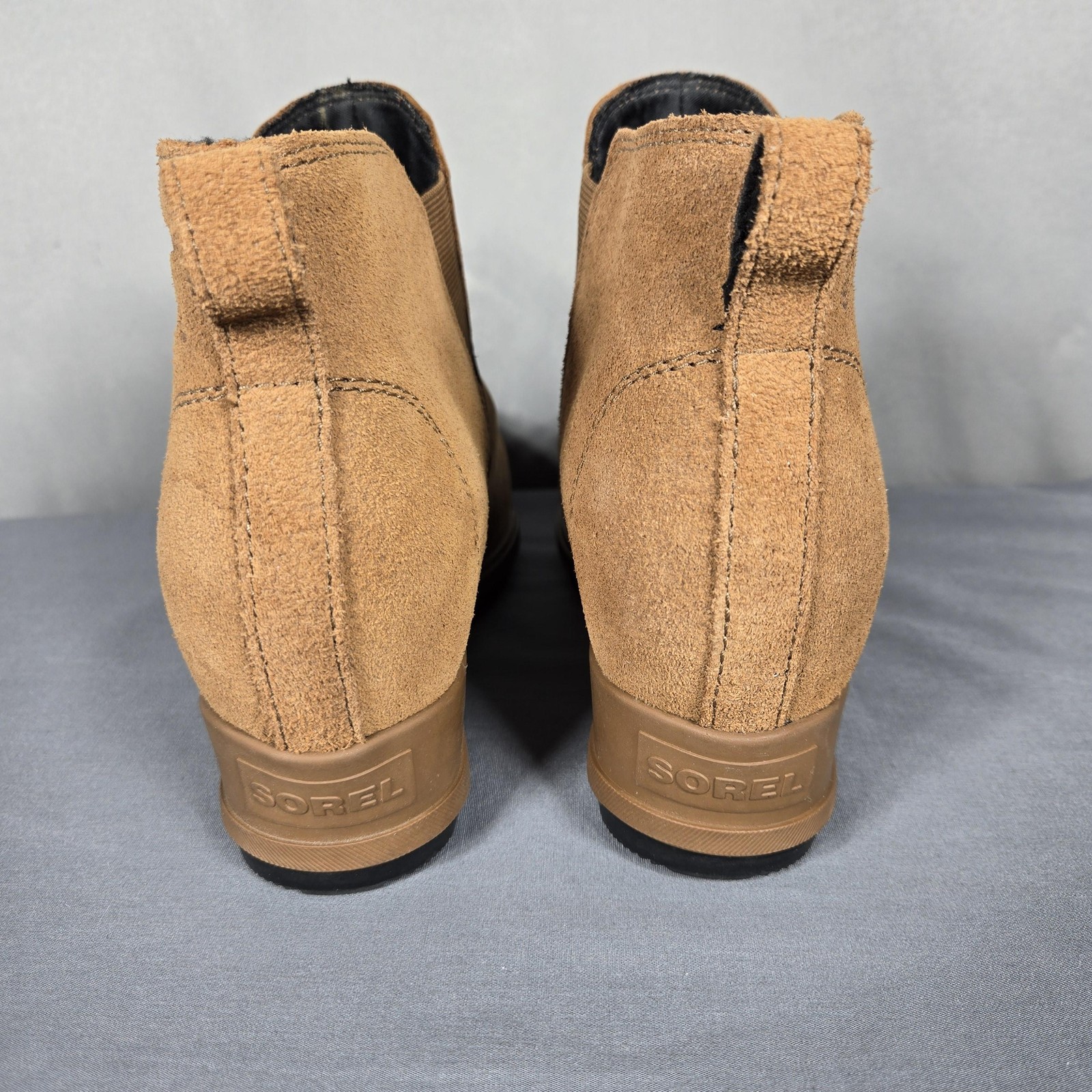 Sorel Evie Chelsea Boots Womens 8 Brown Leather Ankle Booties Lug Soles Slip On