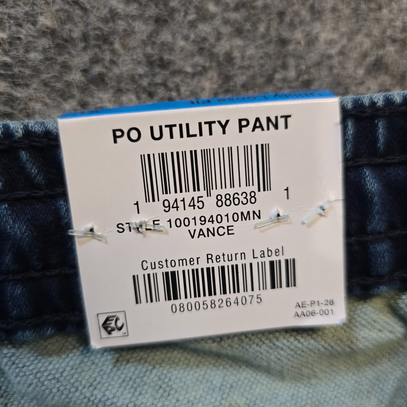 Sun Stone Jeans Mens XL Blue Denim Pull On Cargo Utility Taper Stretch Casual