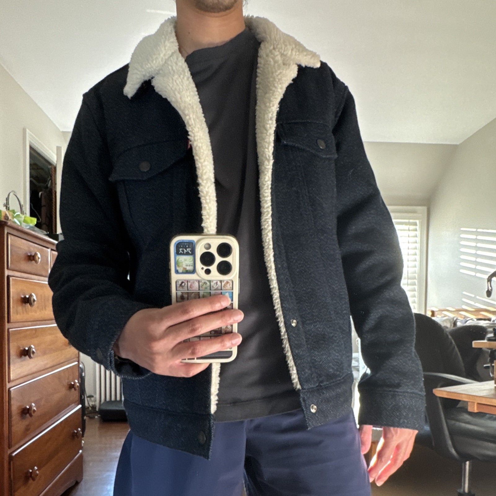 Levi’s Men’s Sherpa Lined Jean Jacket w/ Pockets Indigo Regular Fit Size M