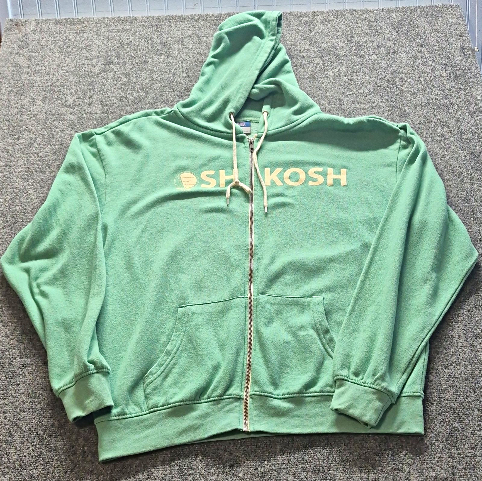 MV Sport Men’s Green Full Zip Hooded Hoodie Graphic Logo Pockets Size L