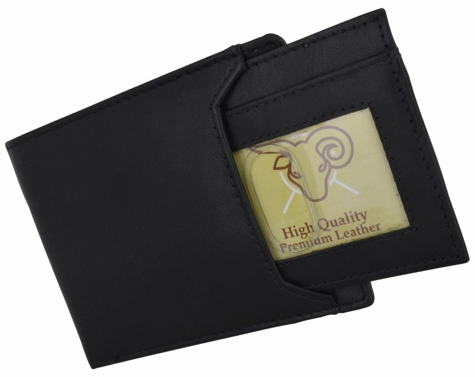 Mens Bifold Black Wallet Premium Leather Front Removable ID/Card Holder Wallet