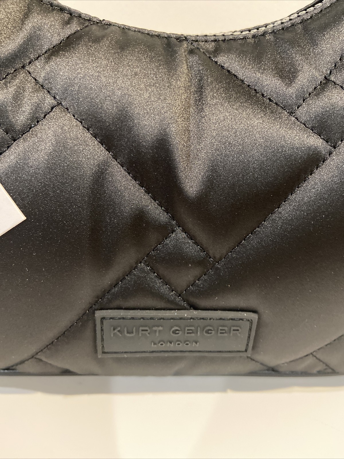 Kurt Geiger Small Black Recycled Nylon Quilted Shoulder Lightweight 10″x7″x3″
