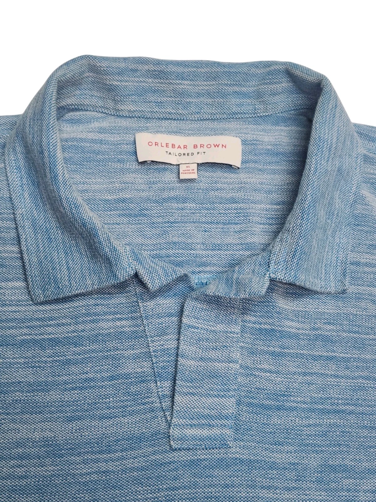 Orlebar Brown *Tailored Fit Felix Polo Shirt Blue Slub Cotton Men’s XL Portugal