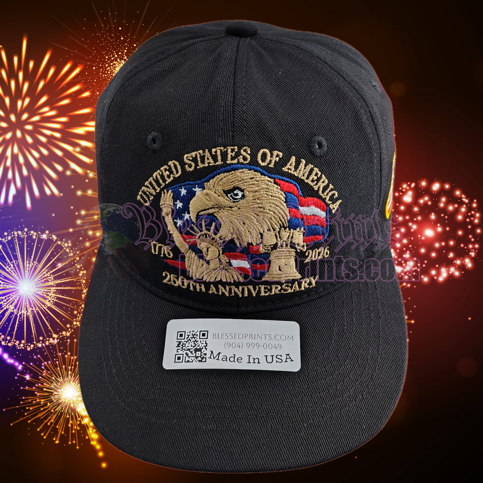 USA 250th Anniversary Hat Cap Eagle 1776 2026 Black Veteran Made In USA V2.0