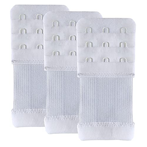 Bra Extender 3 Hook Elastic Stretchy Bra One Size White, 3 Hook, 0.5inch(1.3cm)