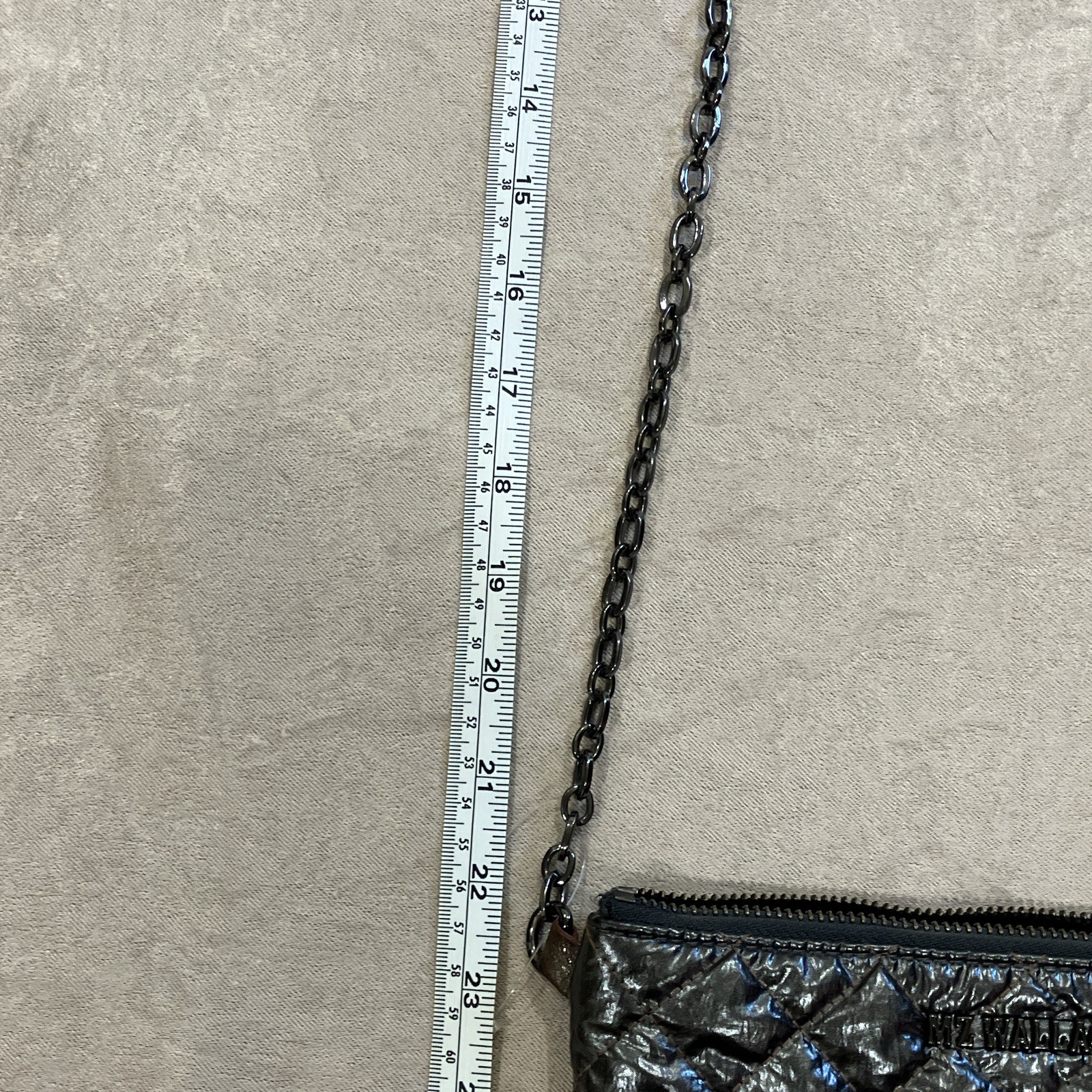 MZ Wallace Gray Zip Crossbody Bag Chain Strap Lined Pockets