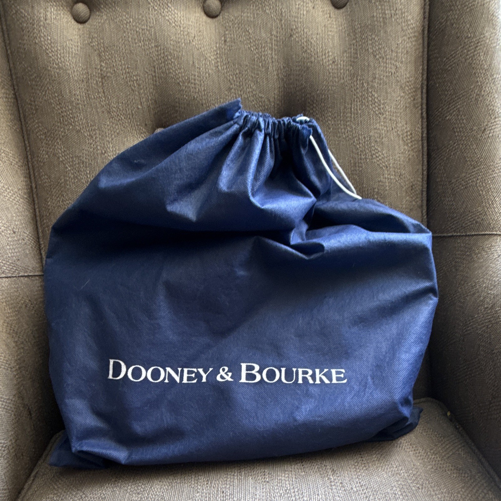 Dooney & Bourke Navy/Brown Monogram Zip Satchel, Strap, Gold Hardware, Pockets