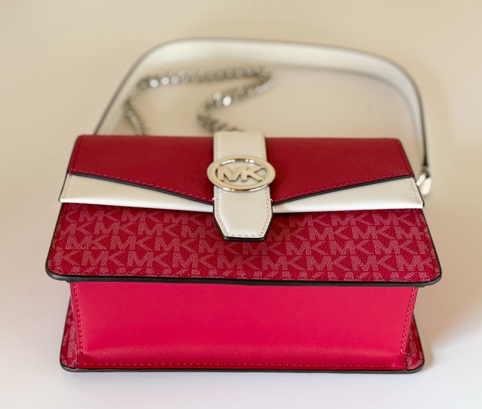 Michael Kors Greenwich SM Convertible Shoulder Flap Bag MK Dark Raspberry Multi