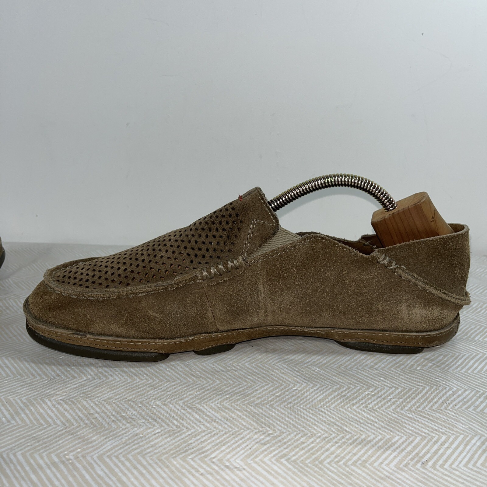 OluKai Mens Moloa Kohana Brown Tan Nubuck Leather Shoes Sz 11 Loafer 10184-1010