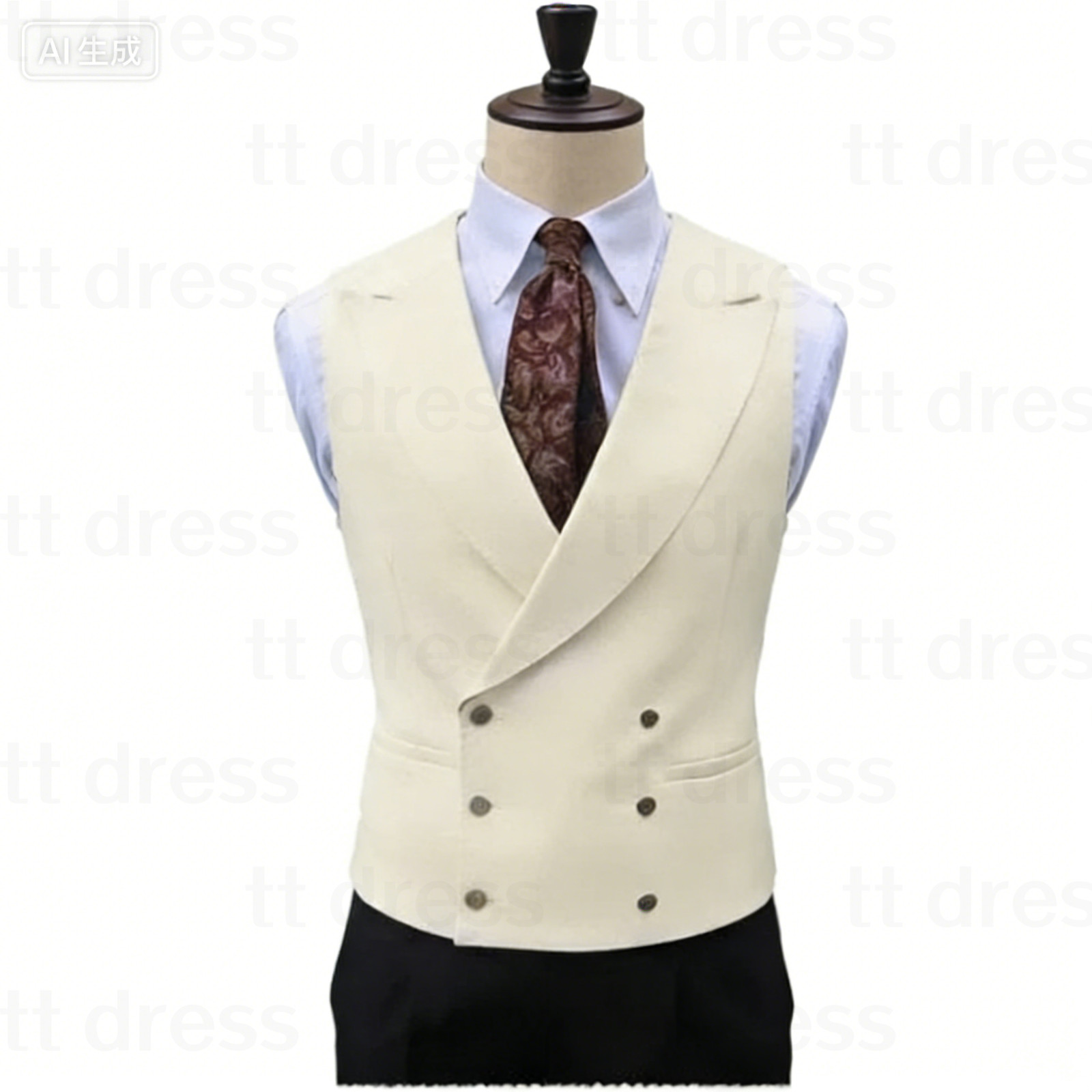Men’s Suit Vest Wedding Formal Business Waistcoat Double Breasted Vest Custom