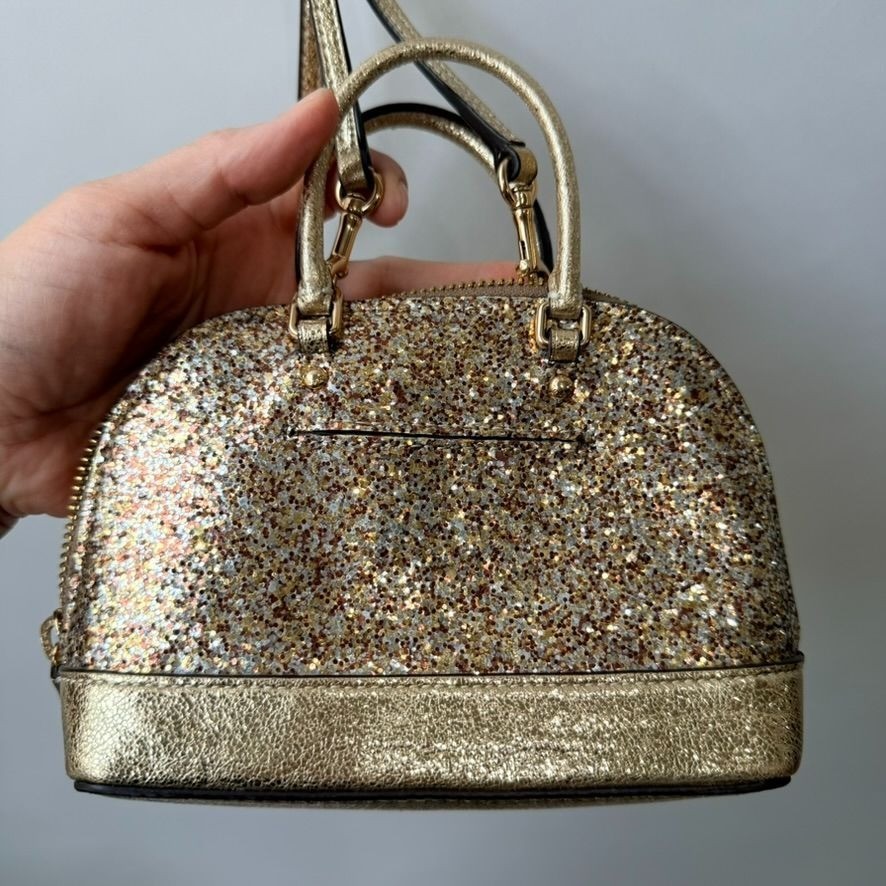 Coach Glitter Micro Mini Sierra Satchel Crossbody Gold OS