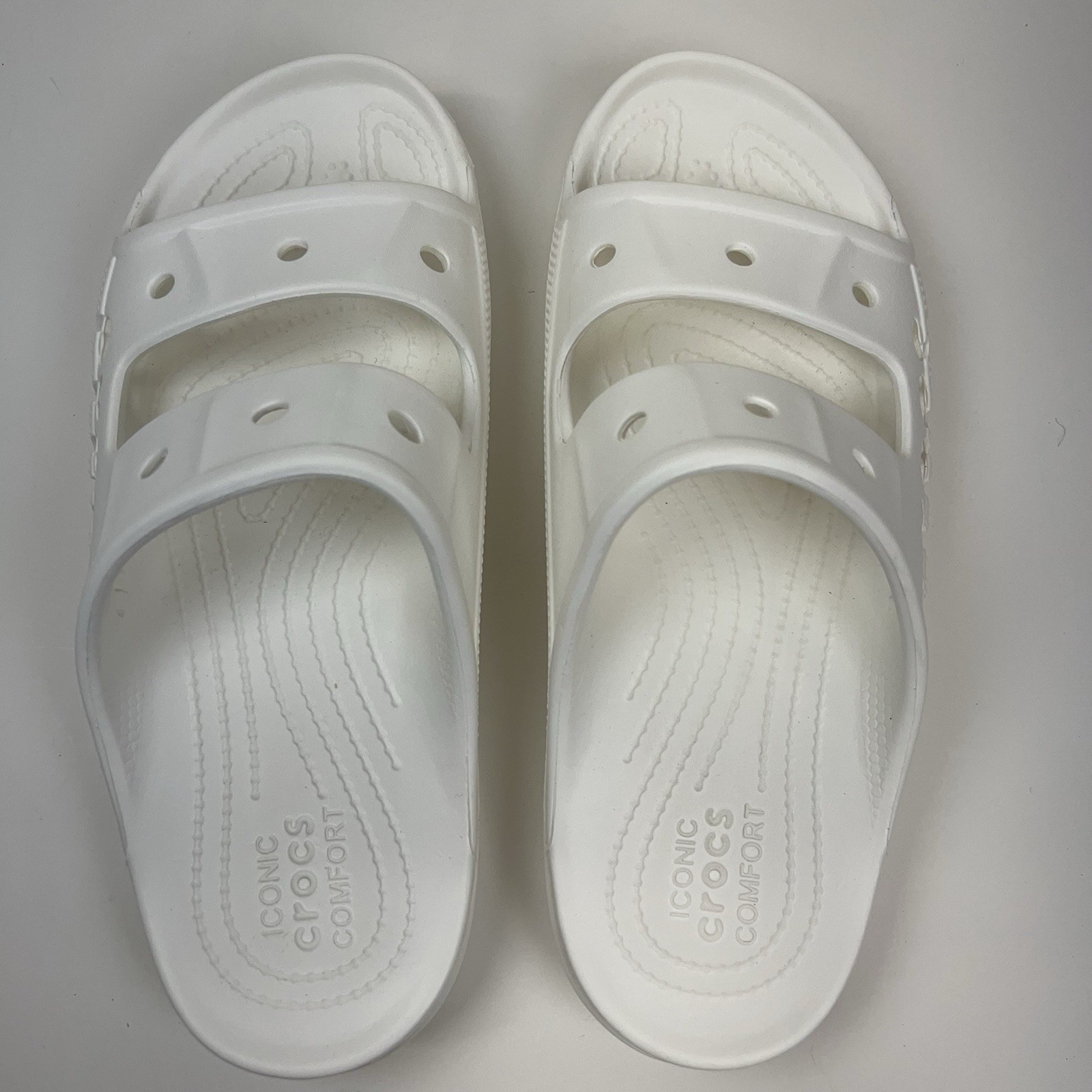 CROCS Baya Slide Sandals True Strap Ventilated Logo Slip On Men’s 9M 11W White