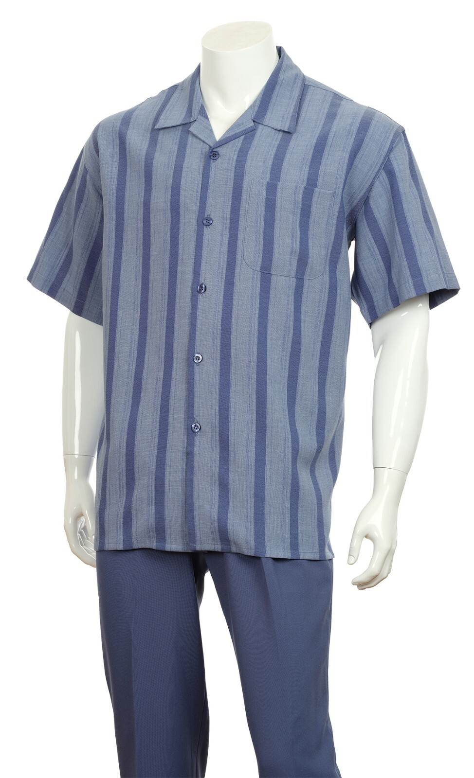 Men’s Short Sleeve Walking Suits 2 Piece Set Strip Design By Fortino Landi M2974