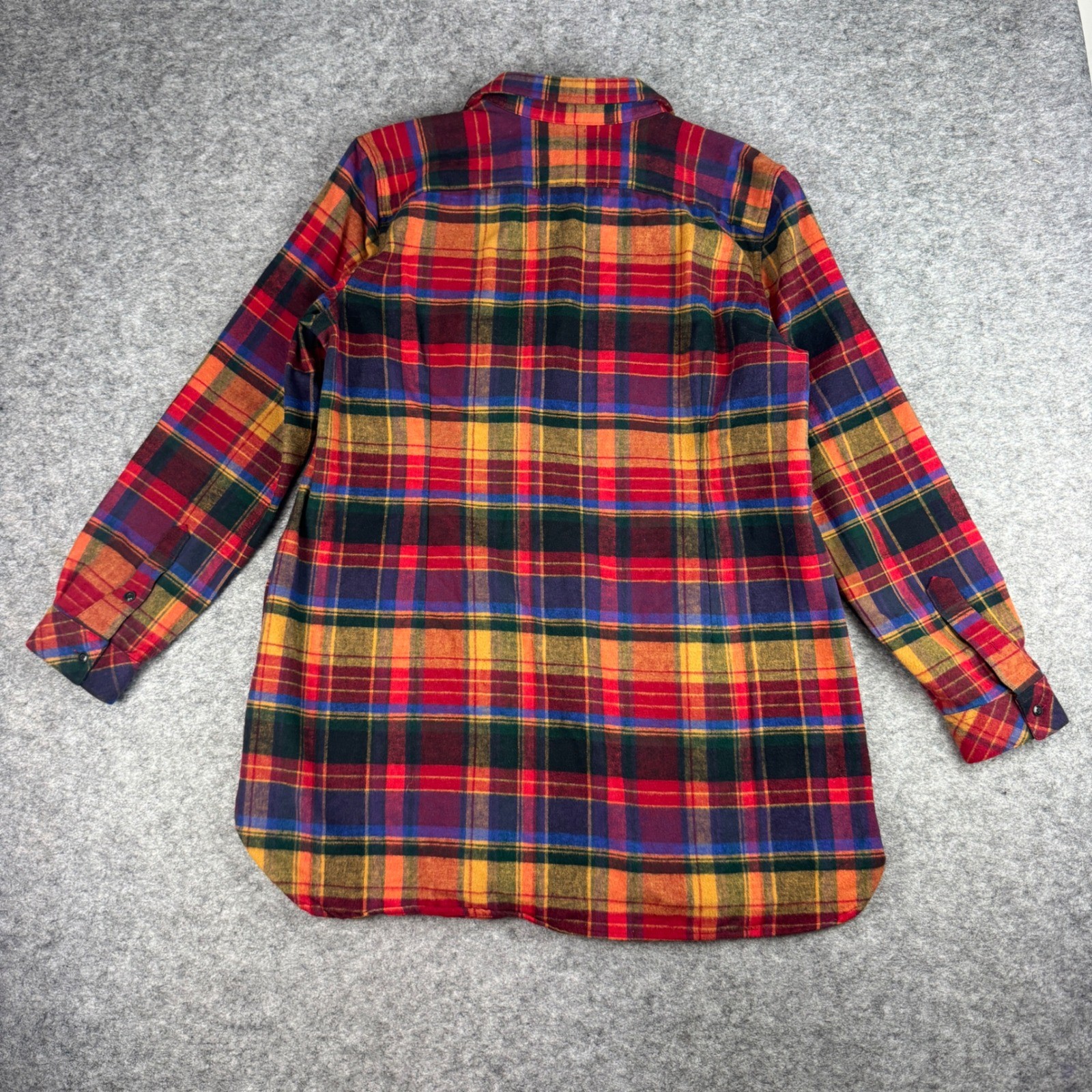 LL Bean Signature Archive Chamois Cloth Shirt XL Red Orange Plaid 502361